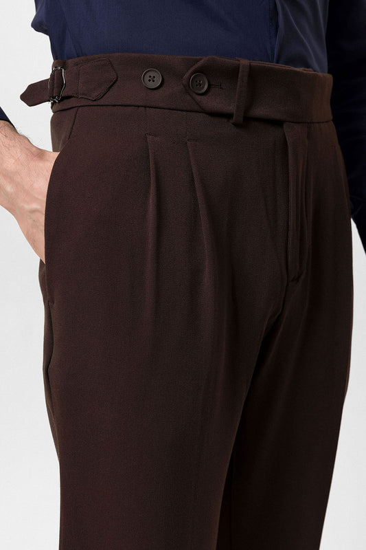 Yüksek Bel Pileli Carrot Fit Erkek Pantolon