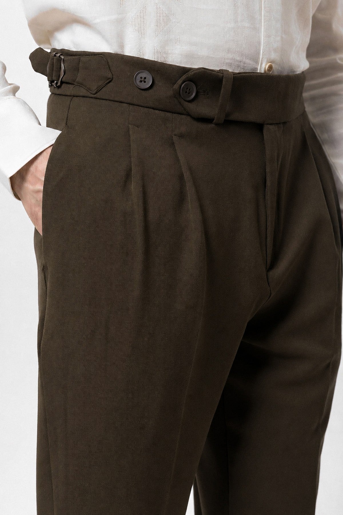 Yüksek Bel Pileli Carrot Fit Erkek Pantolon
