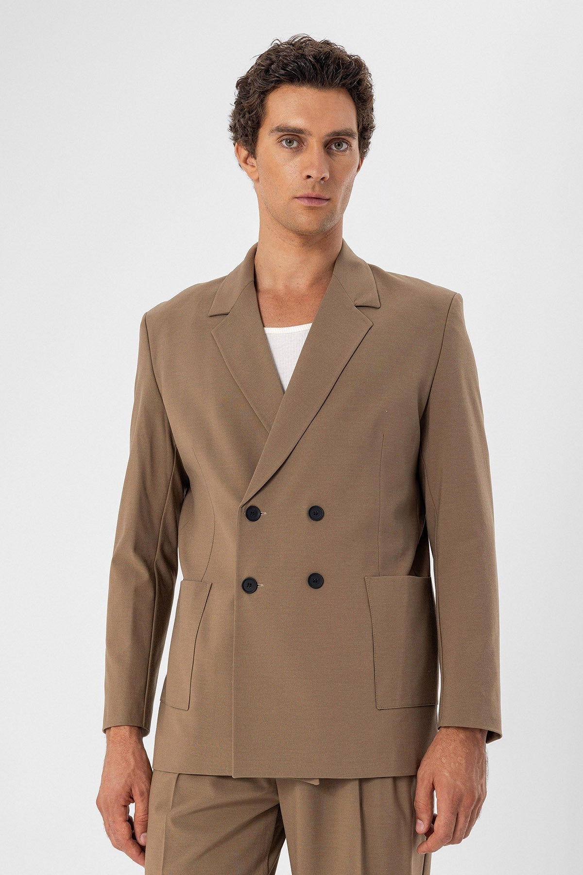 Antioch Torba Cepli Kruvaze Erkek Blazer Ceket