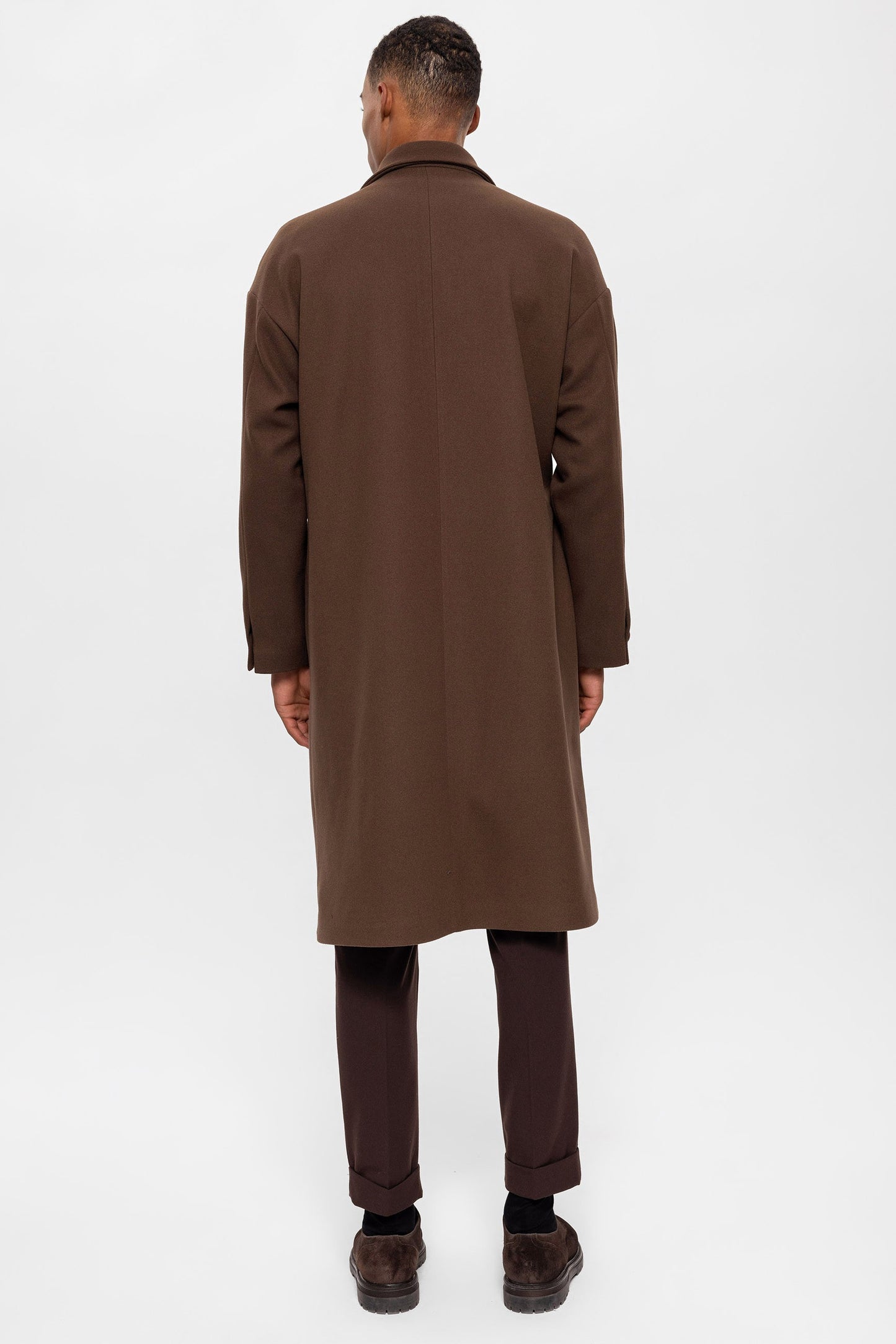 Antioch Siyah Kuşaklı Oversize Erkek Kaban