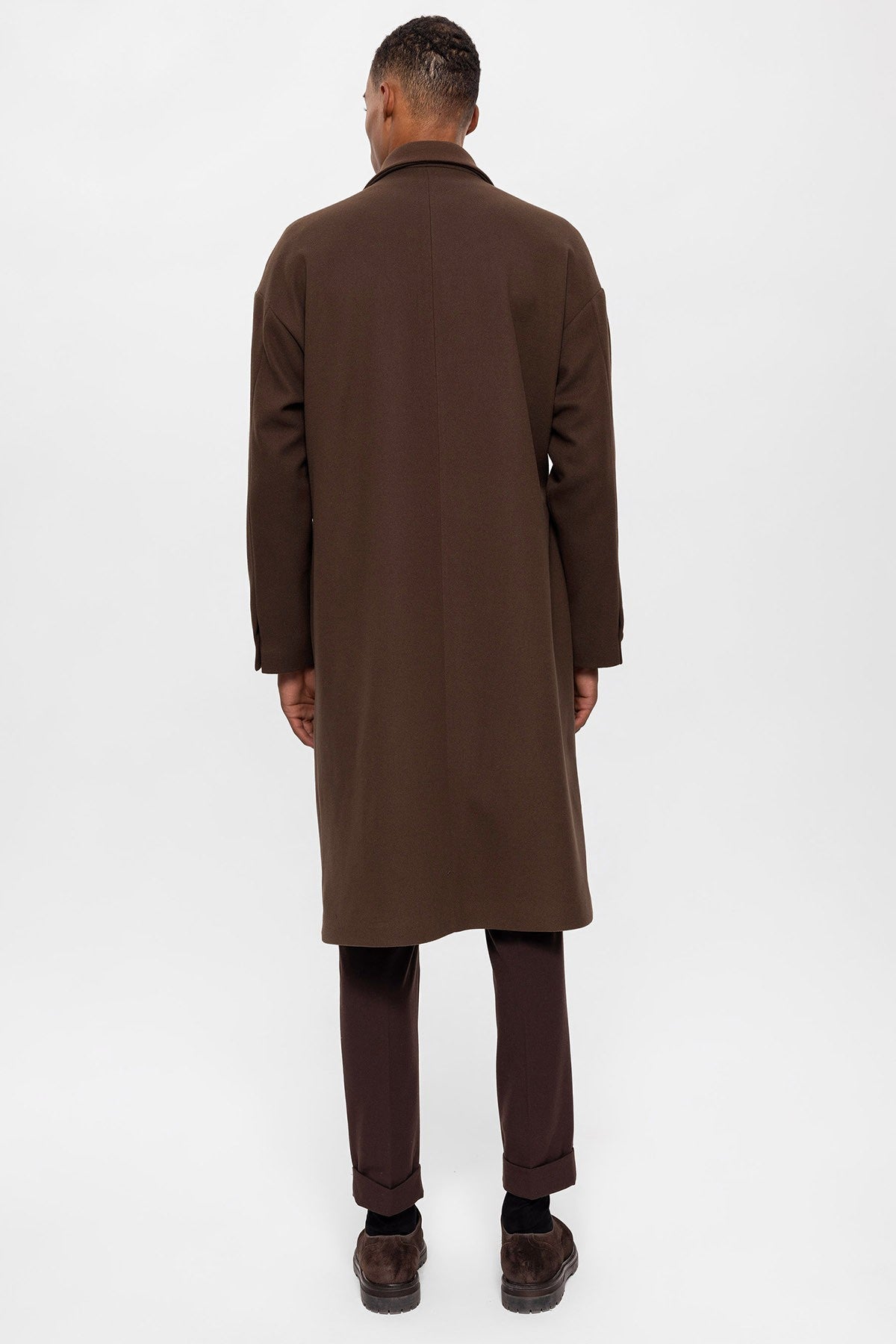 Antioch Siyah Kuşaklı Oversize Erkek Kaban