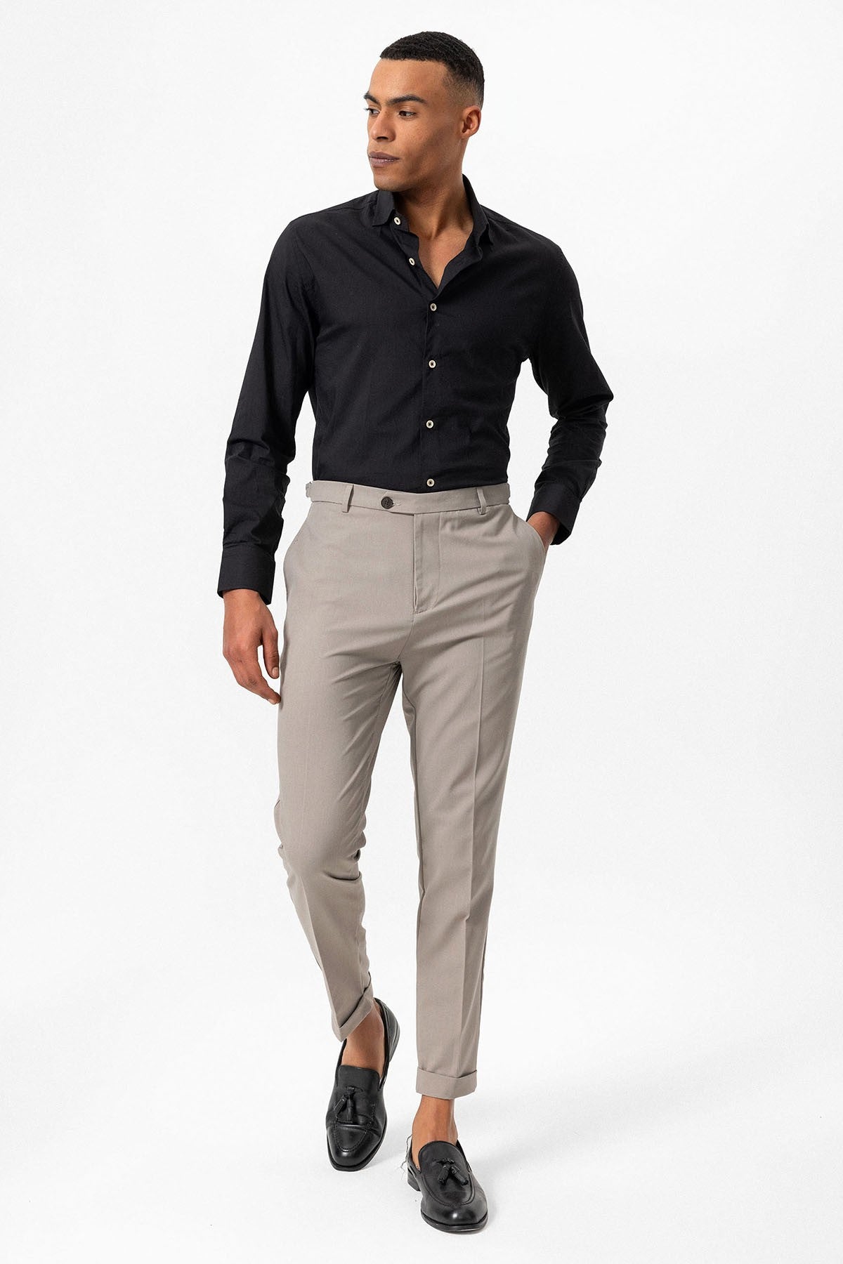 Slim Fit Duble Paça Erkek Pantolon