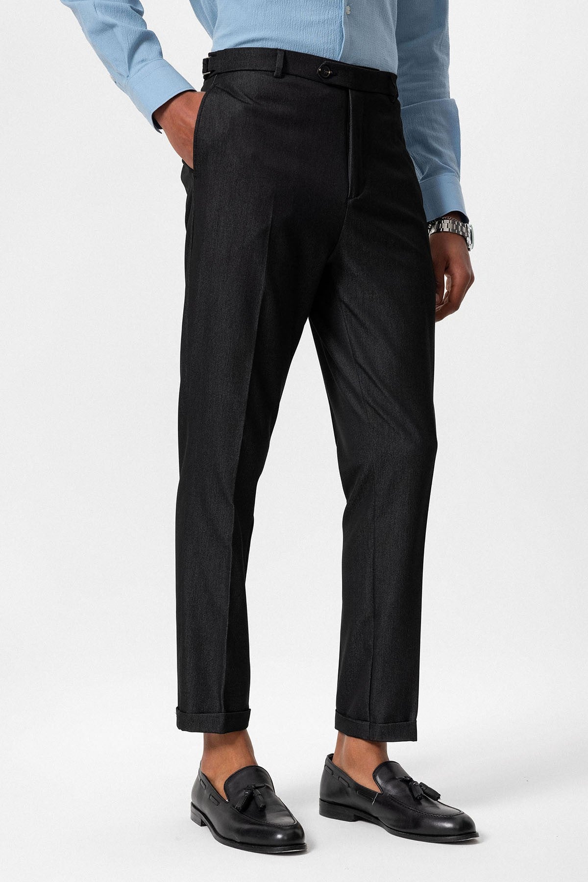 Slim Fit Duble Paça Erkek Pantolon
