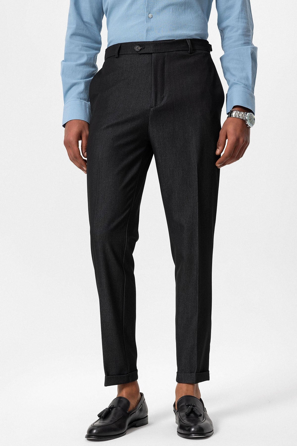 Slim Fit Duble Paça Erkek Pantolon