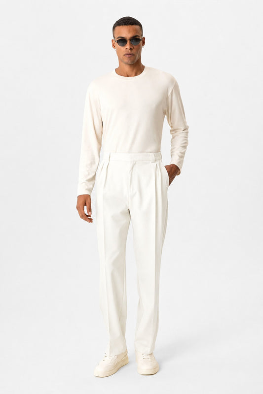 Yüksek Bel Pileli Relaxed Fit Baggy Erkek Pantolon