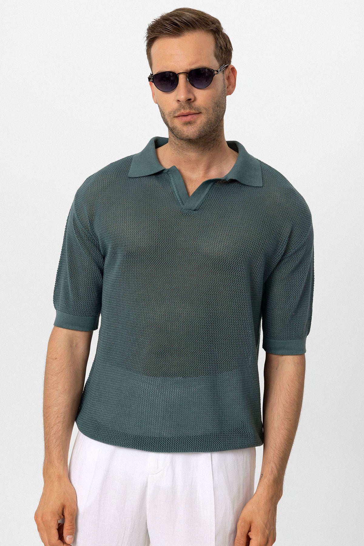 Antioch Siyah Polo Yaka Ajurlu Erkek T-Shirt