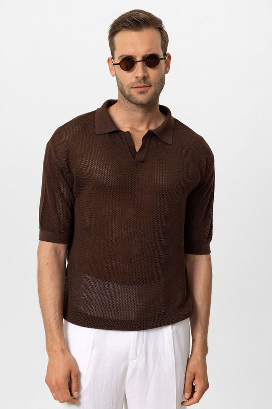 Antioch Siyah Polo Yaka Ajurlu Erkek T-Shirt