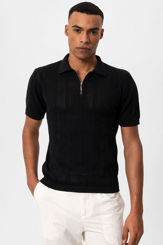 Antioch Polo Yaka Fermuarlı Örme Erkek T-Shirt