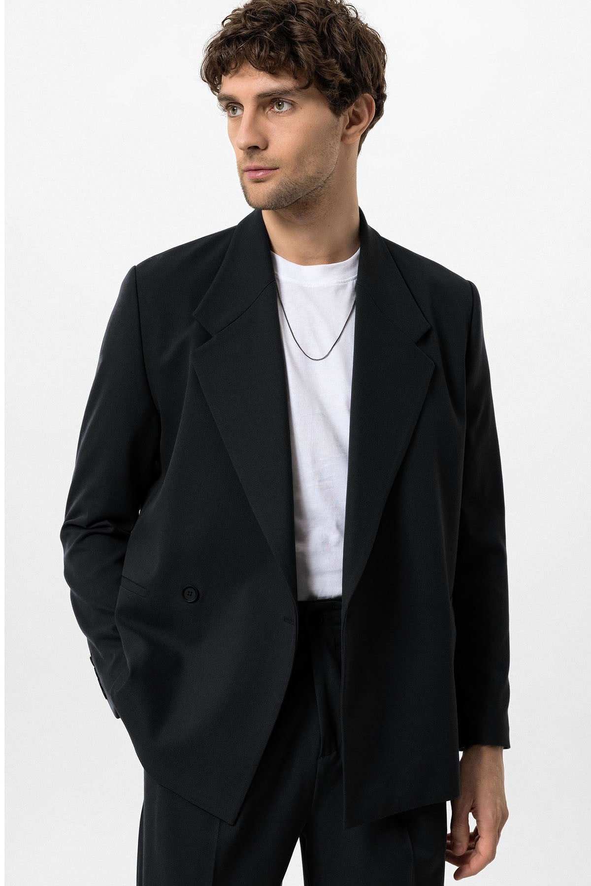 Kruvaze Kapama Fleto Cepli Erkek Blazer Ceket