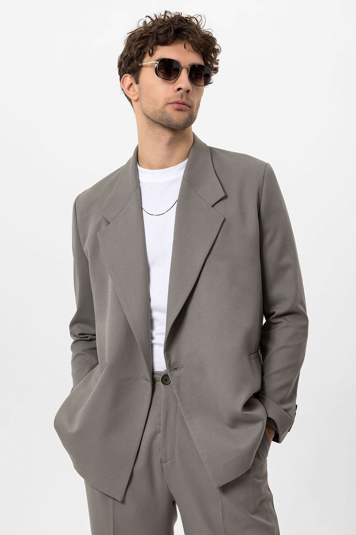 Kruvaze Kapama Fleto Cepli Erkek Blazer Ceket