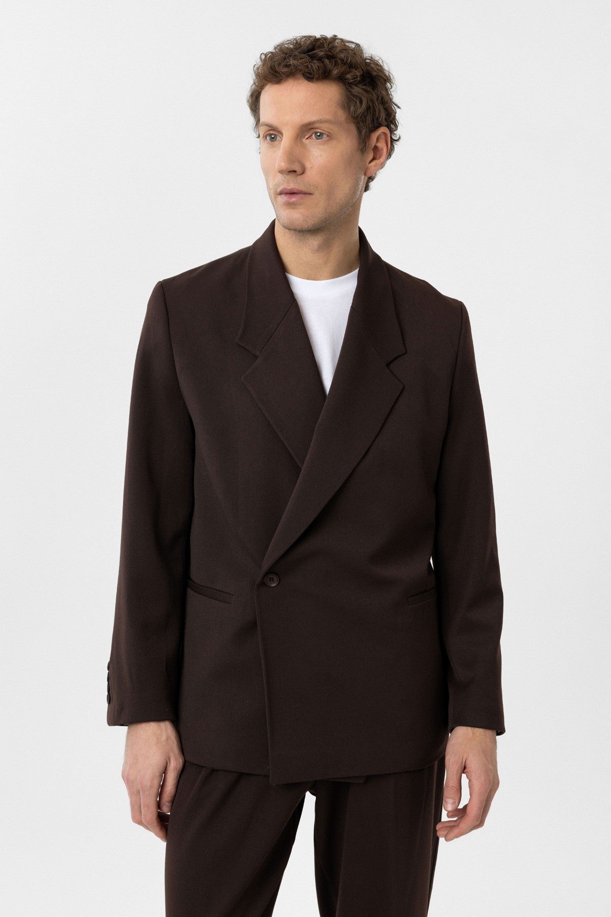 Kruvaze Kapama Fleto Cepli Erkek Blazer Ceket