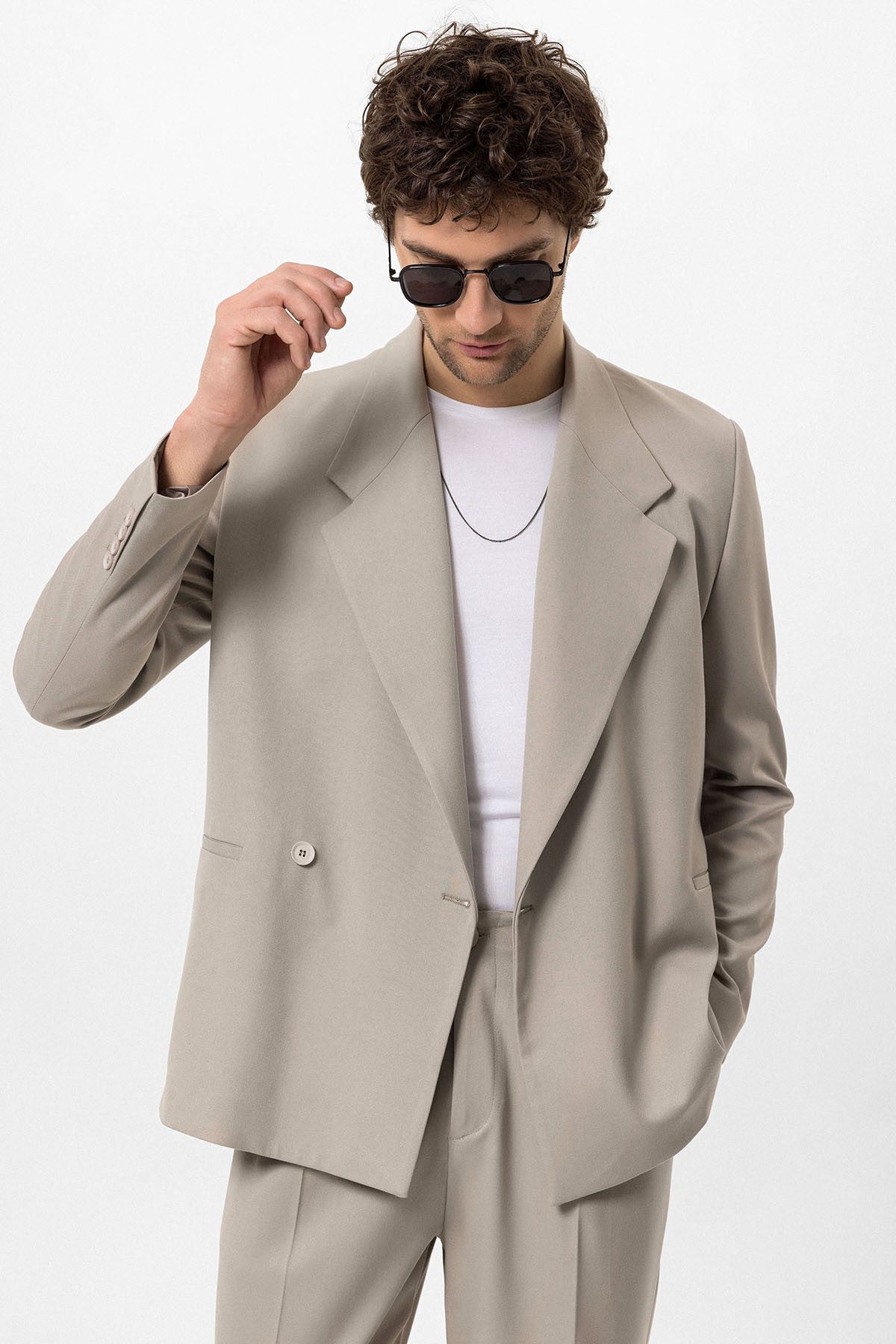 Kruvaze Kapama Fleto Cepli Erkek Blazer Ceket