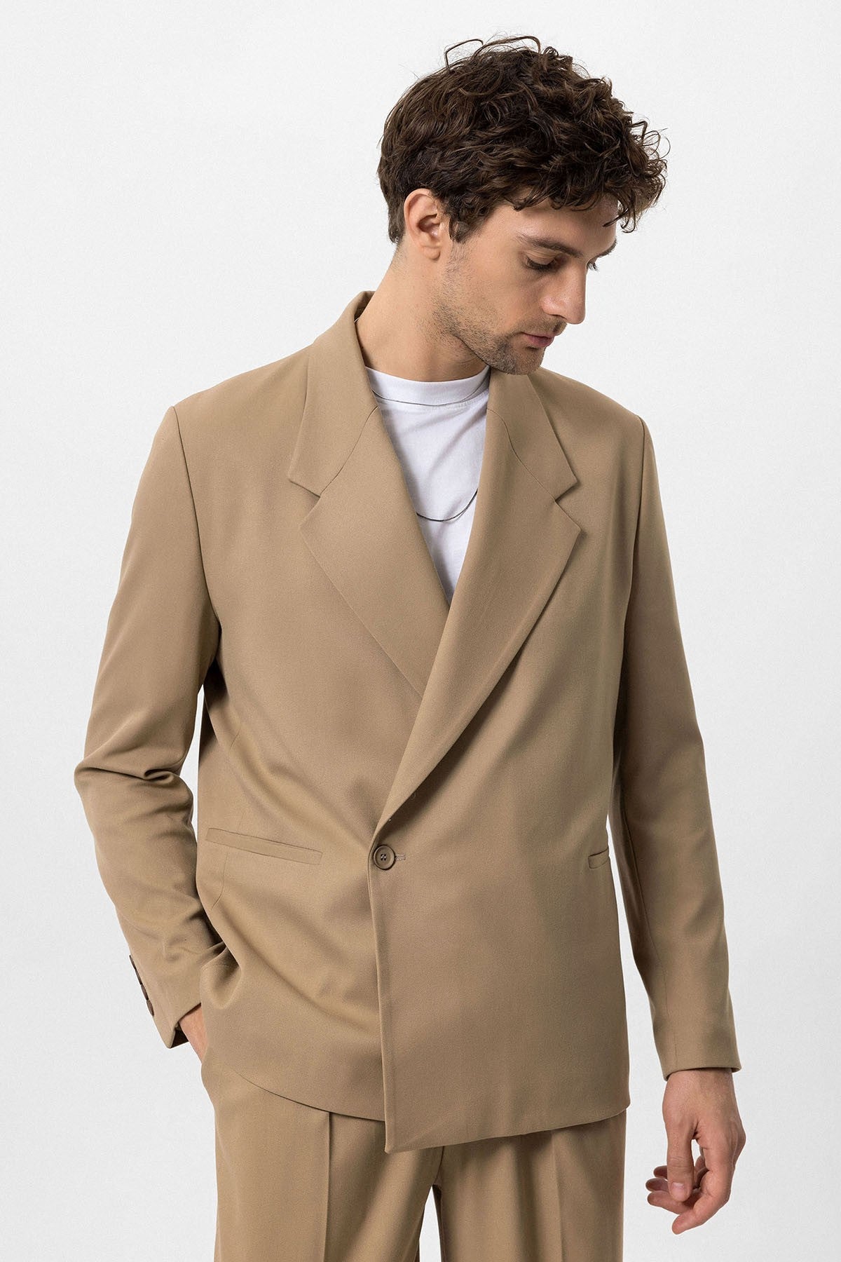 Kruvaze Kapama Fleto Cepli Erkek Blazer Ceket
