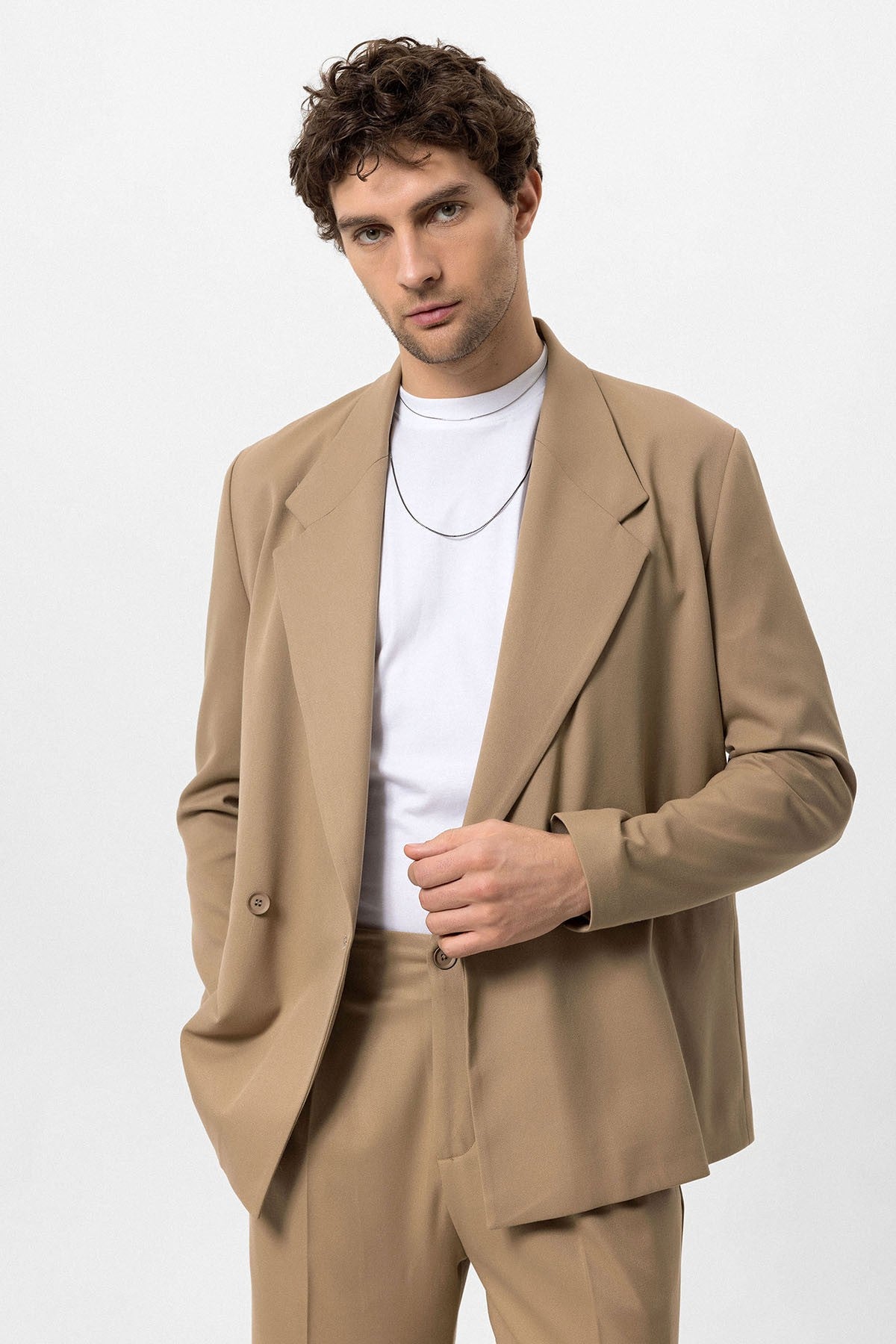 Kruvaze Kapama Fleto Cepli Erkek Blazer Ceket