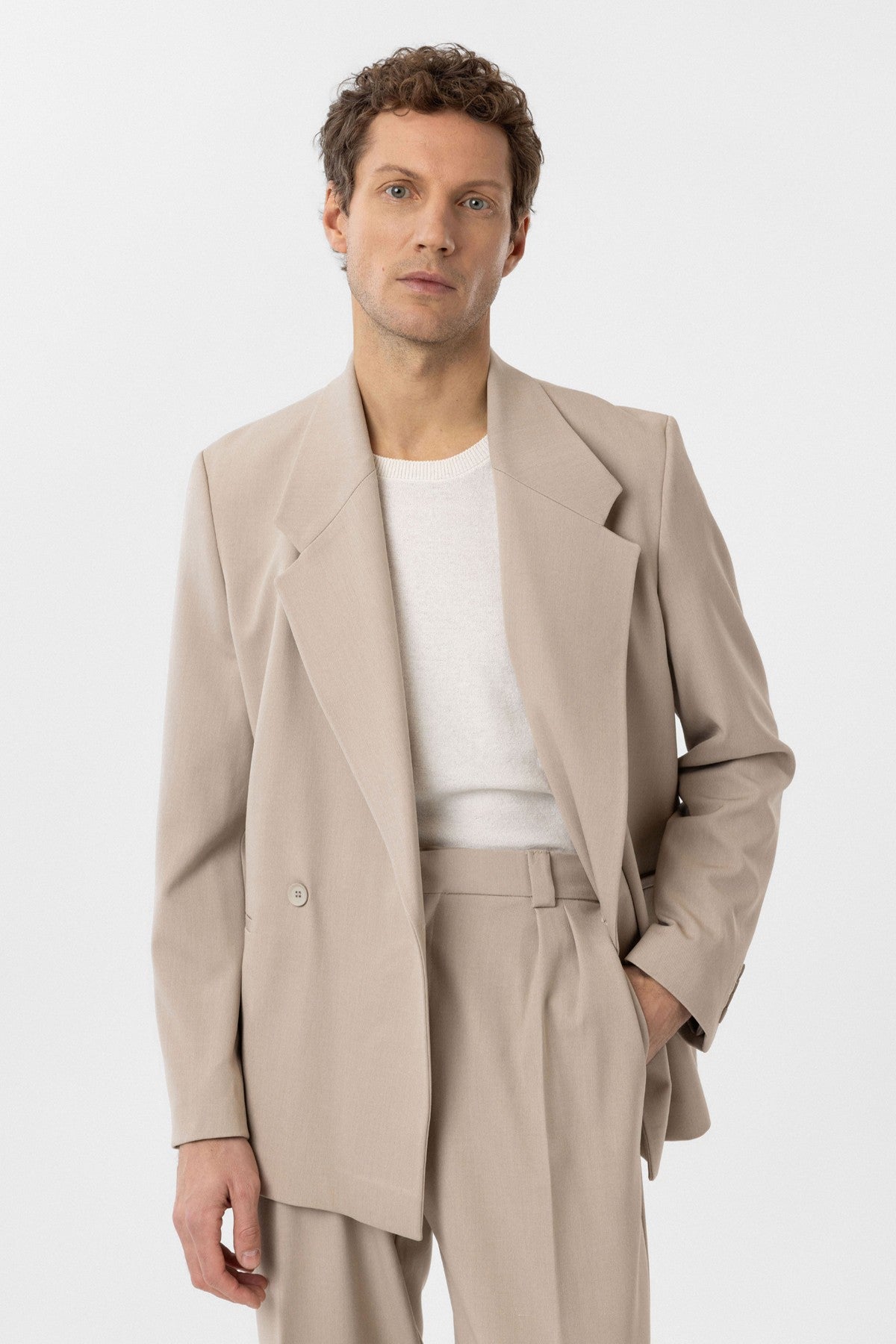 Kruvaze Kapama Fleto Cepli Erkek Blazer Ceket
