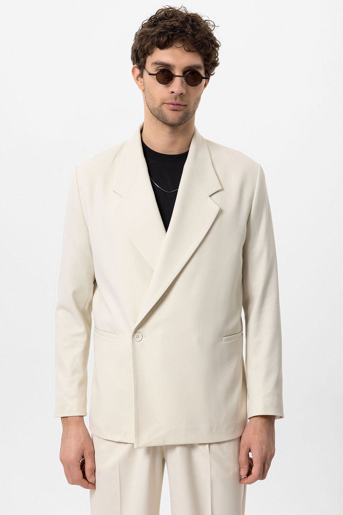 Kruvaze Kapama Fleto Cepli Erkek Blazer Ceket