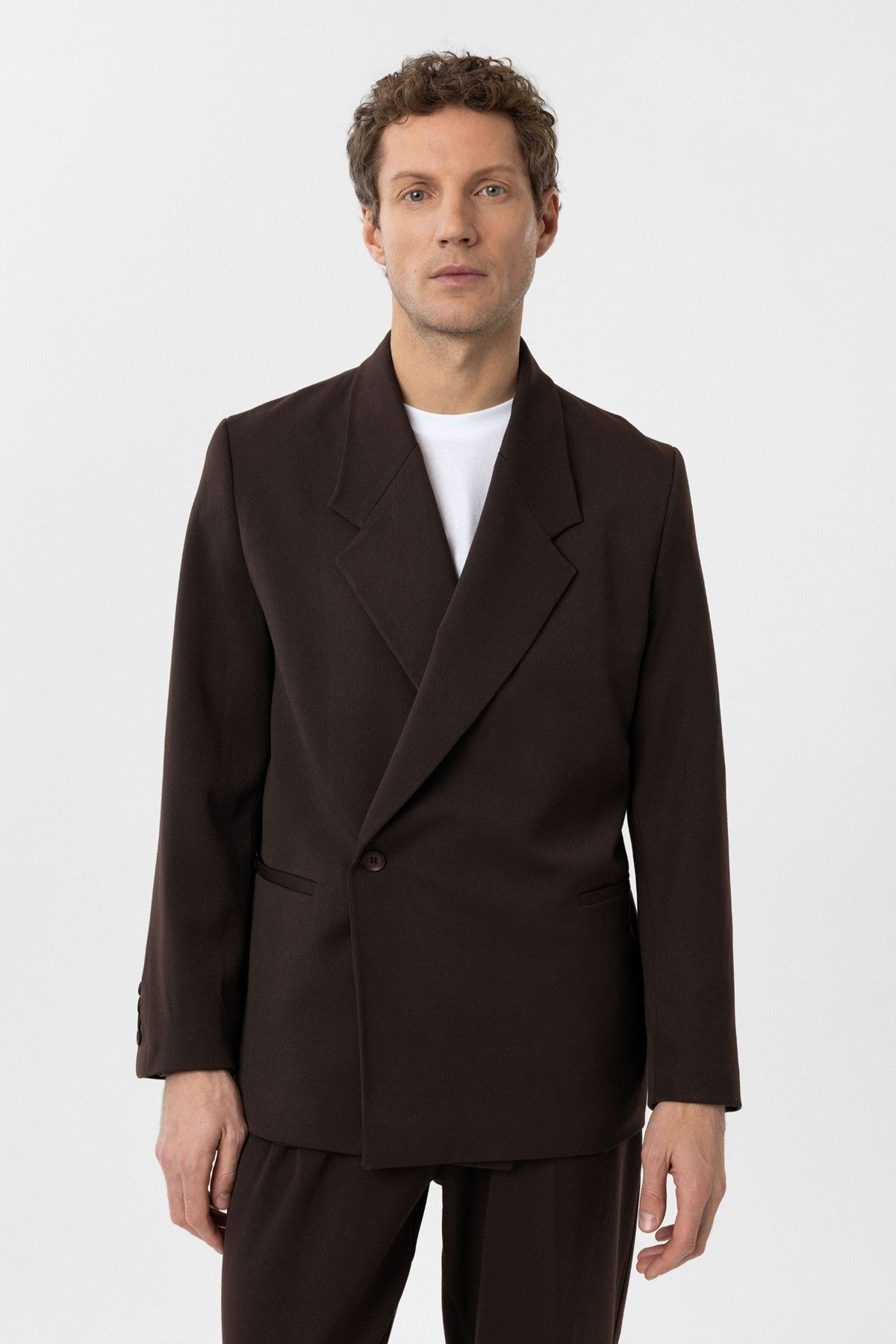 Kruvaze Kapama Fleto Cepli Erkek Blazer Ceket