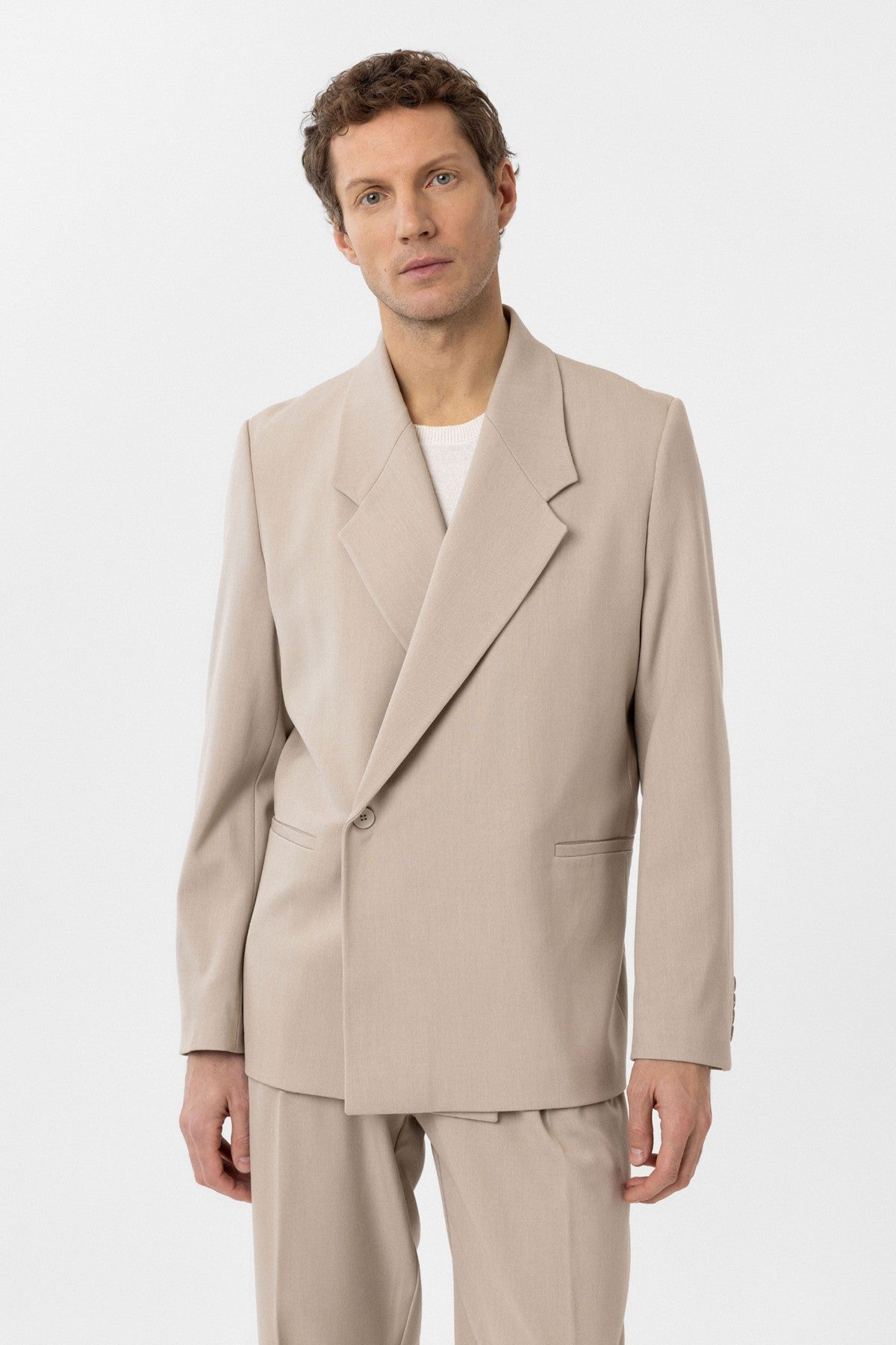 Kruvaze Kapama Fleto Cepli Erkek Blazer Ceket