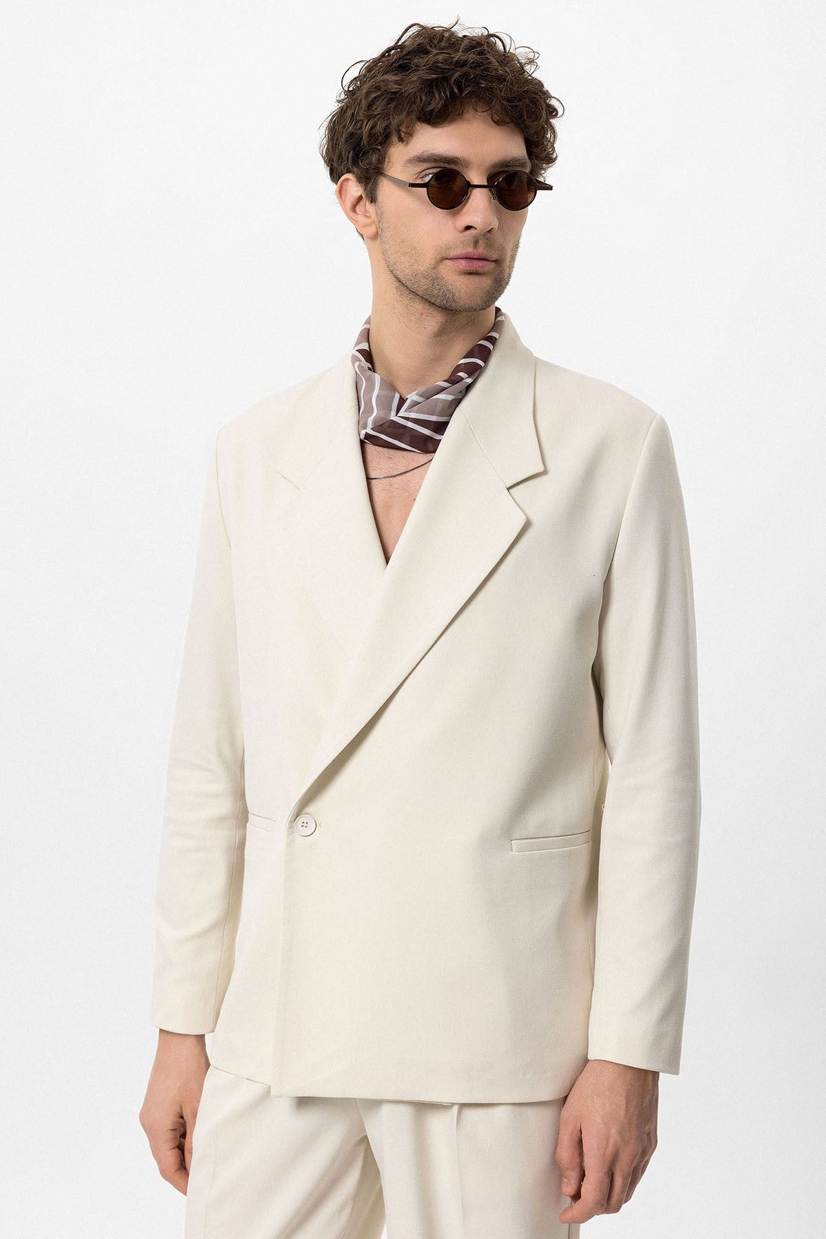 Kruvaze Kapama Fleto Cepli Erkek Blazer Ceket