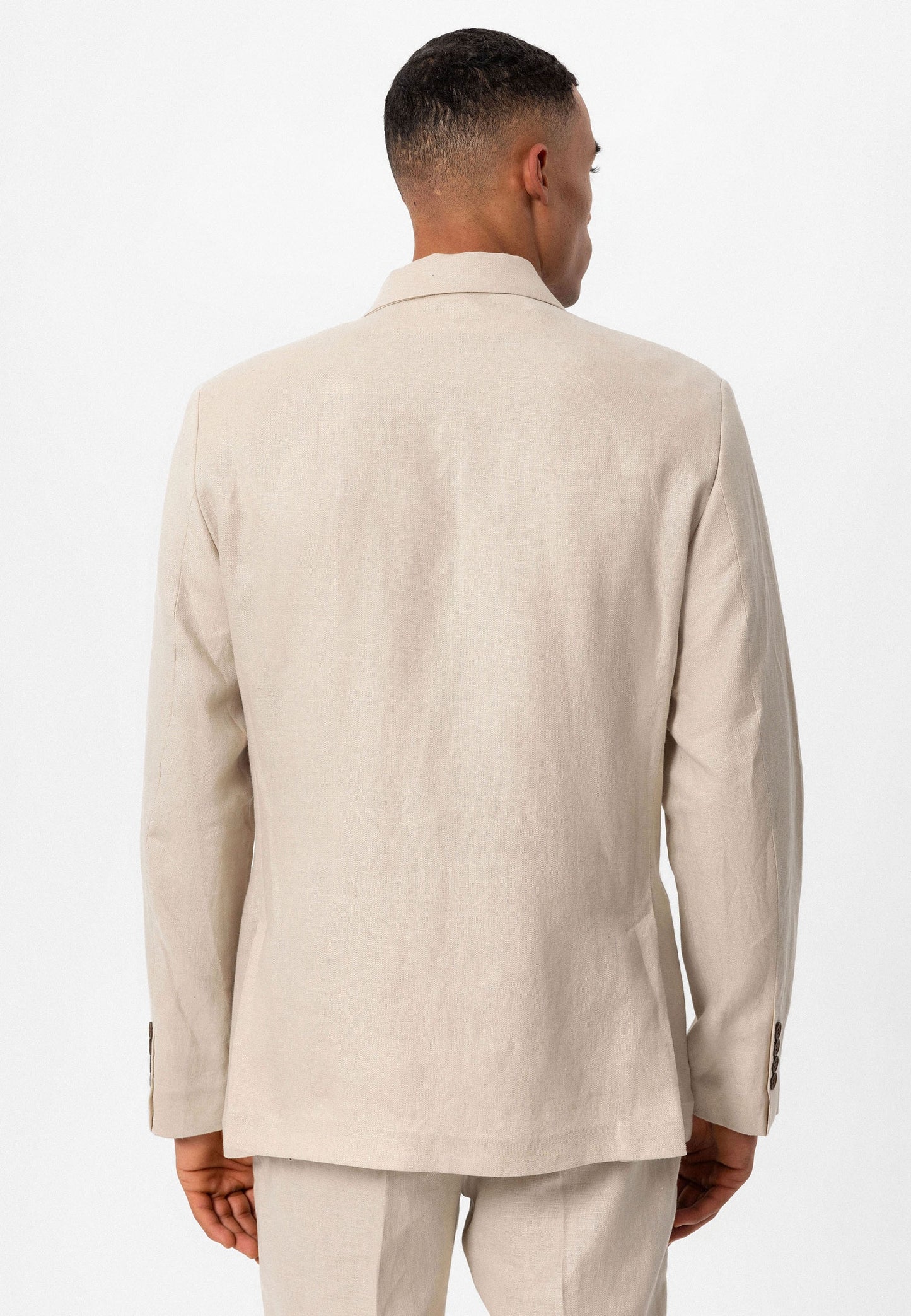 100% Keten Kruvaze Kapama Erkek Blazer Ceket
