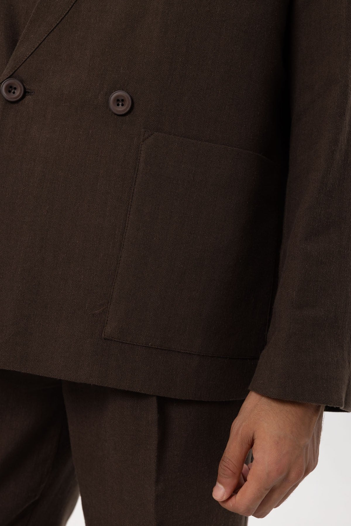 Antioch Keten Karışımlı Kruvaze Düğmeli Erkek Blazer Ceket