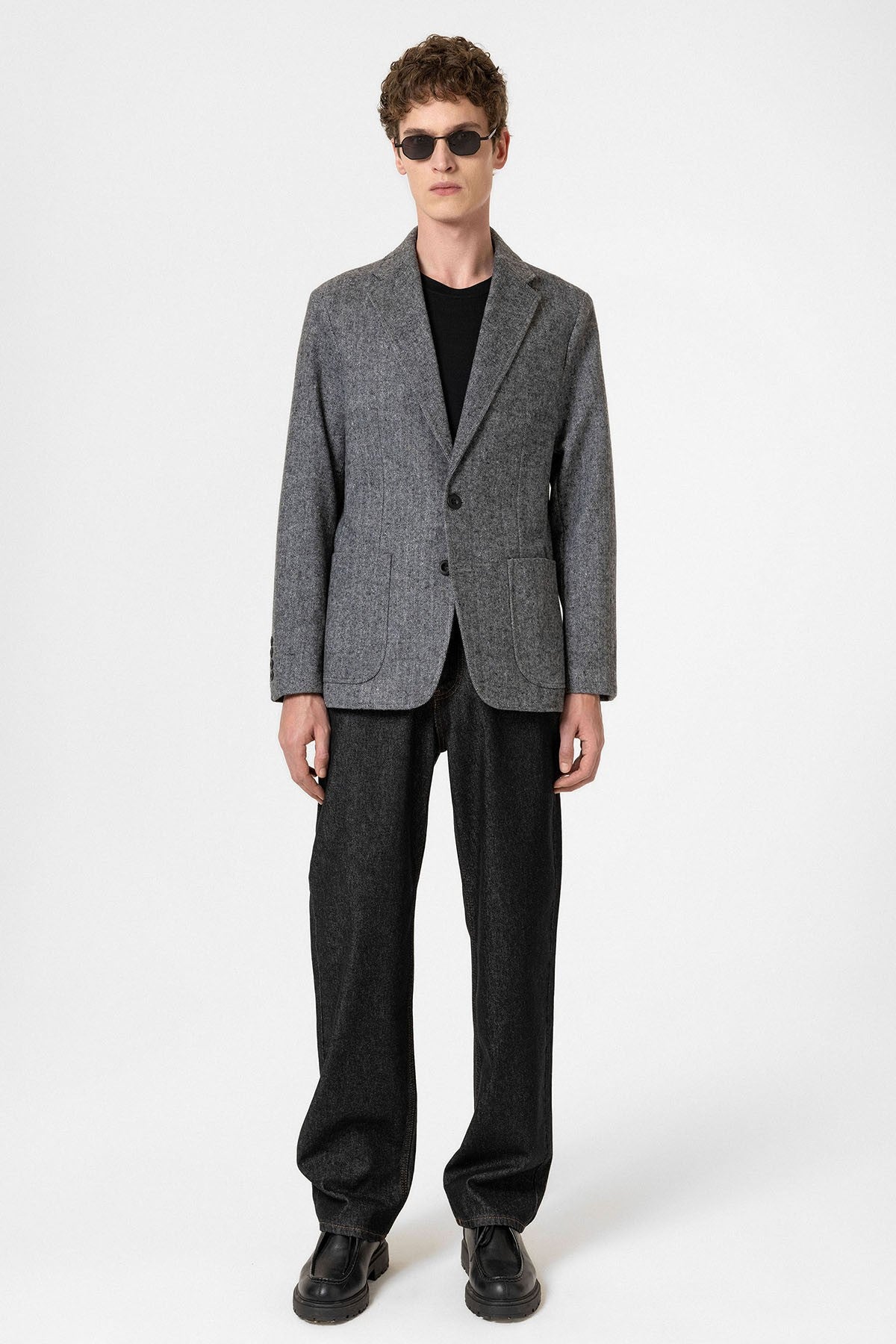 Antioch Slim Fit Balıksırtı Desenli Erkek Blazer Ceket