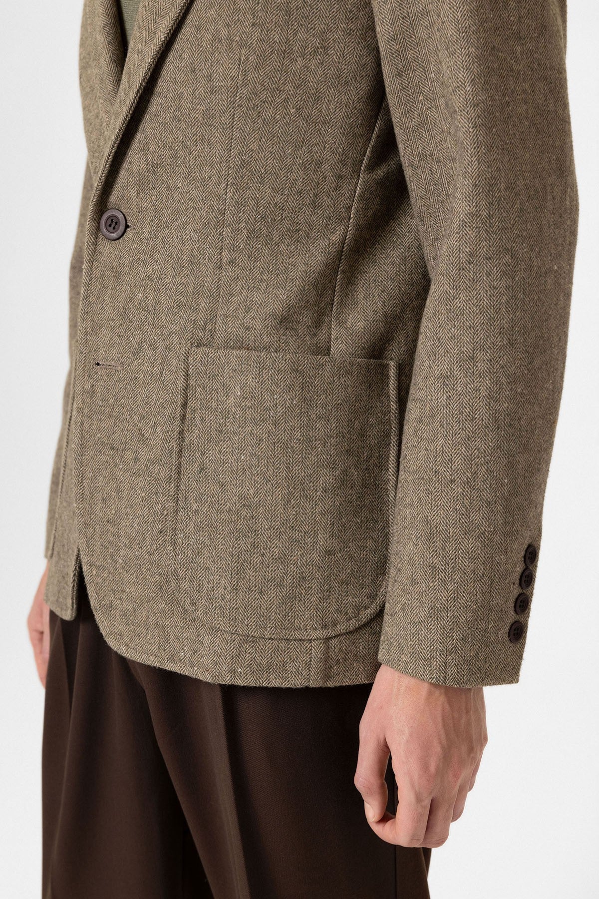 Antioch Slim Fit Balıksırtı Desenli Erkek Blazer Ceket