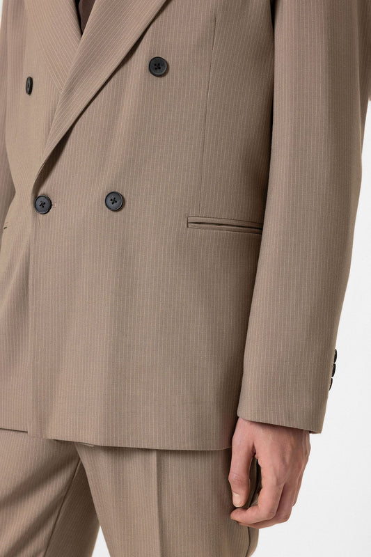 Antioch Rahat Kruvaze Çizgili Erkek Blazer Ceket