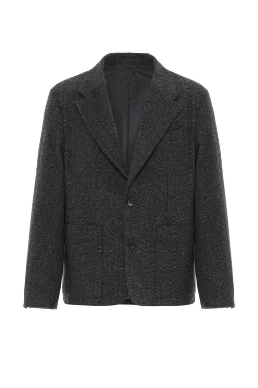 Antioch Balıksırtı Desenli Oversize Erkek Blazer Ceket