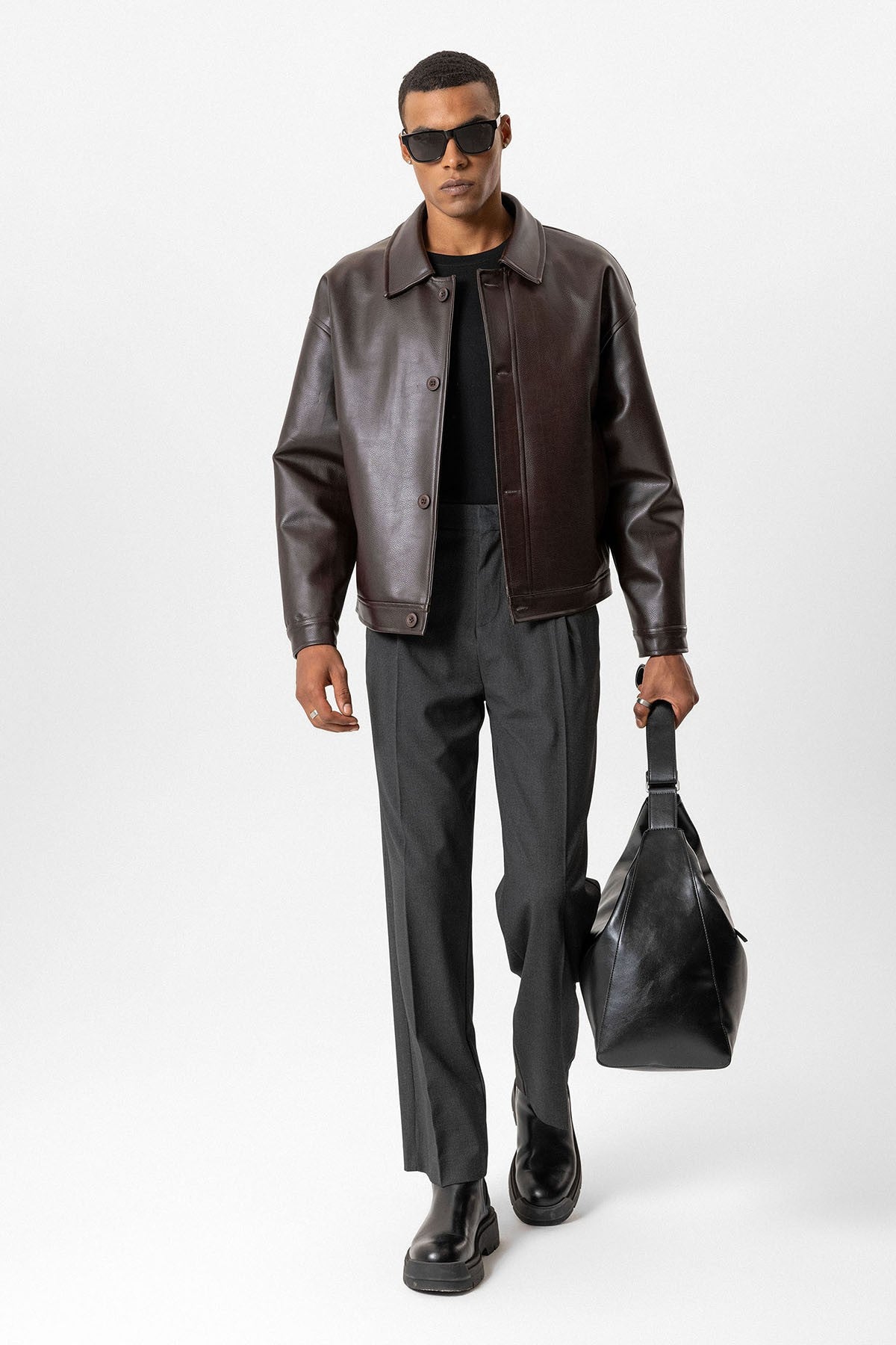 Antioch Oversize Suni Deri Erkek Mont