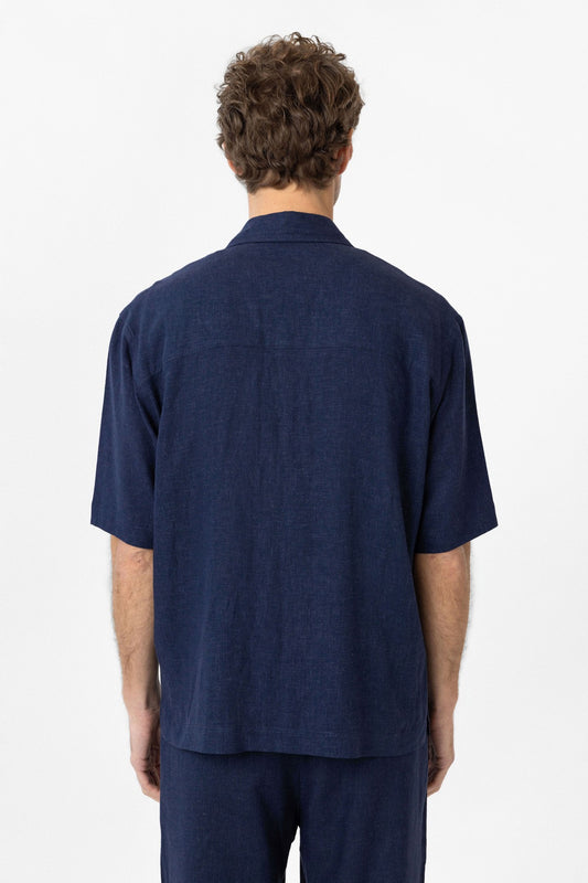 Antioch Keten Karışımlı Kısa Kollu Erkek Gömlek