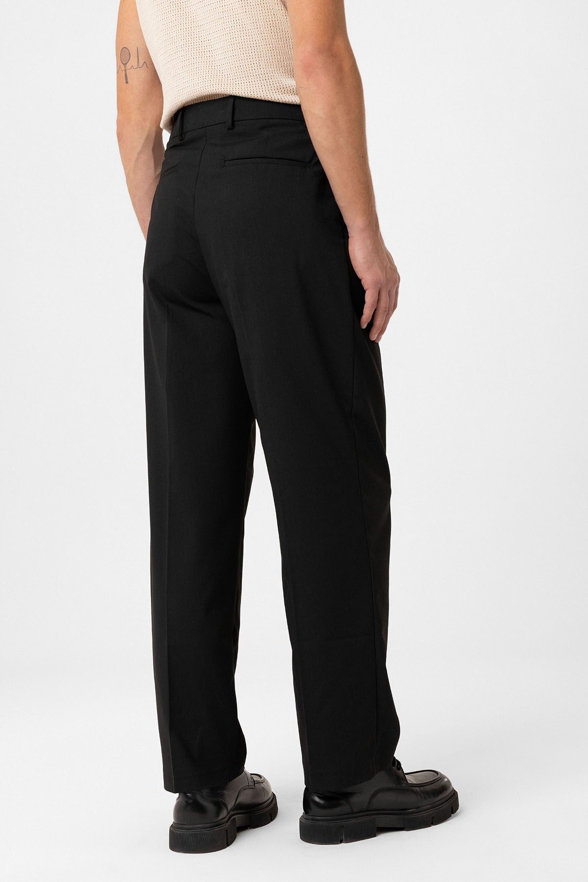 Antioch Siyah Çift Pileli Baggy Fit Erkek Pantolon