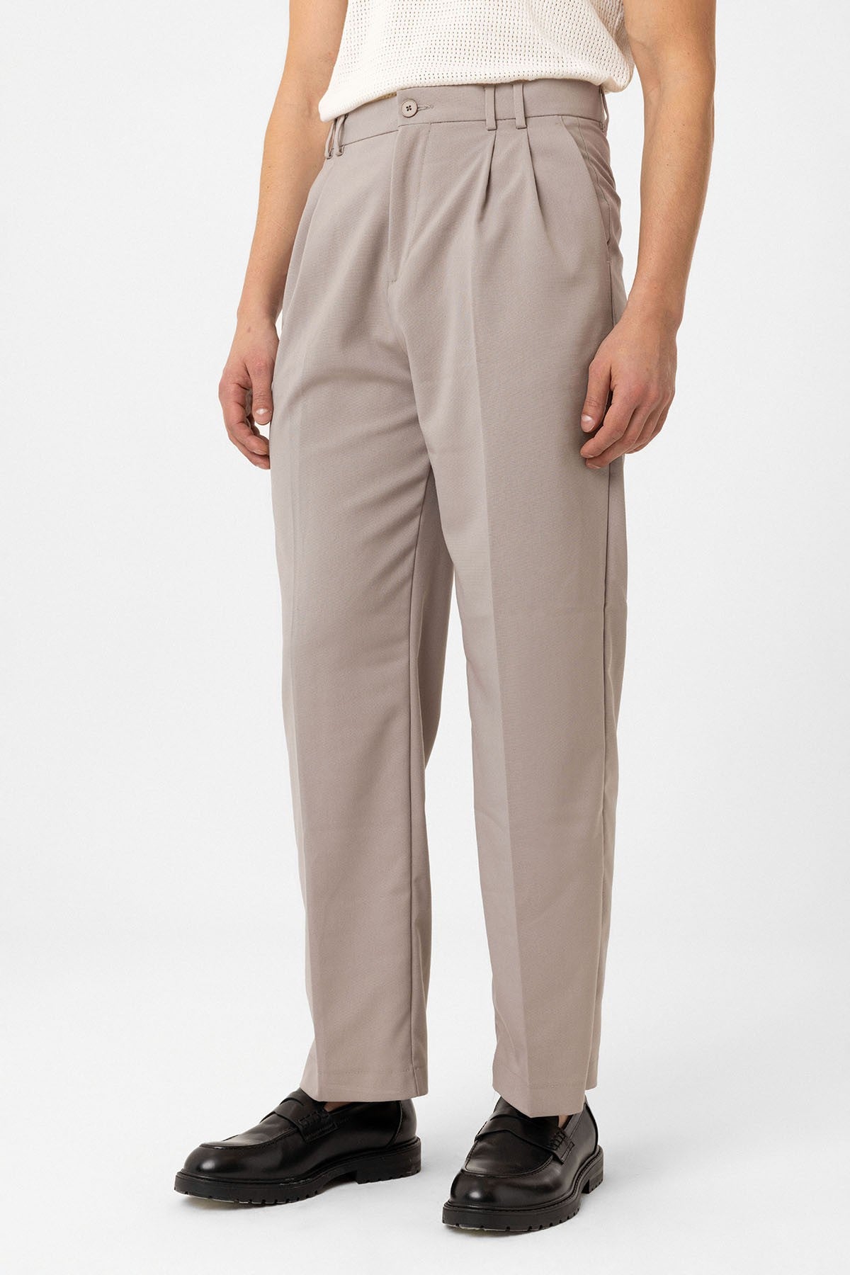 Antioch Siyah Çift Pileli Baggy Fit Erkek Pantolon