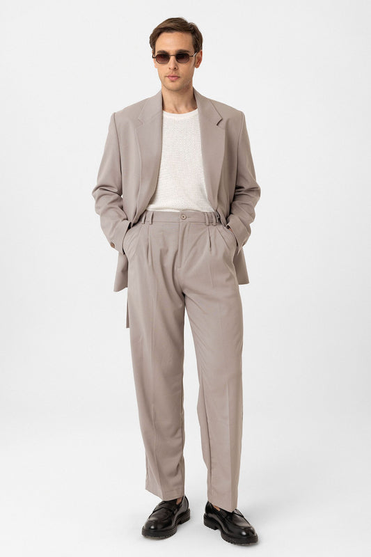 Çift Pileli Baggy Fit Erkek Pantolon