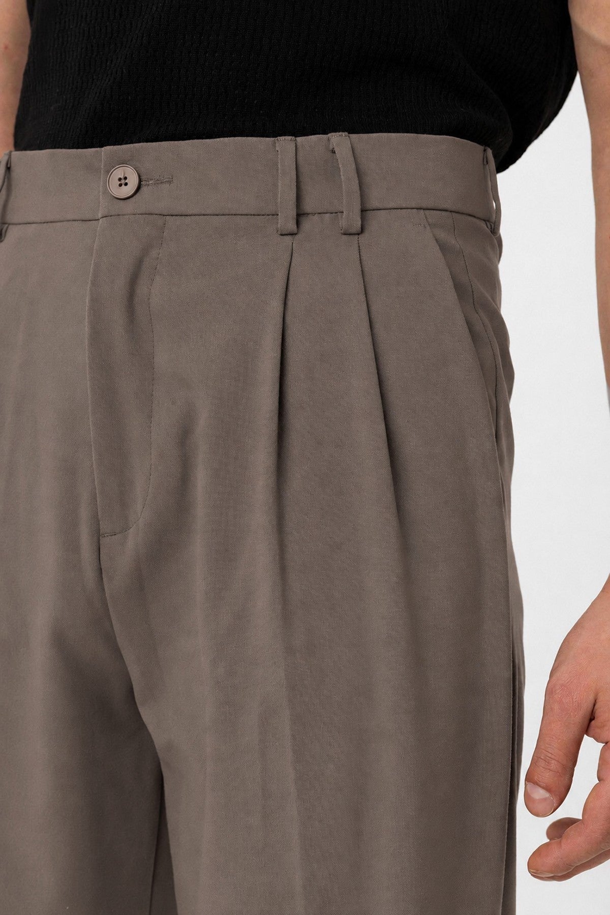 Antioch Siyah Çift Pileli Baggy Fit Erkek Pantolon