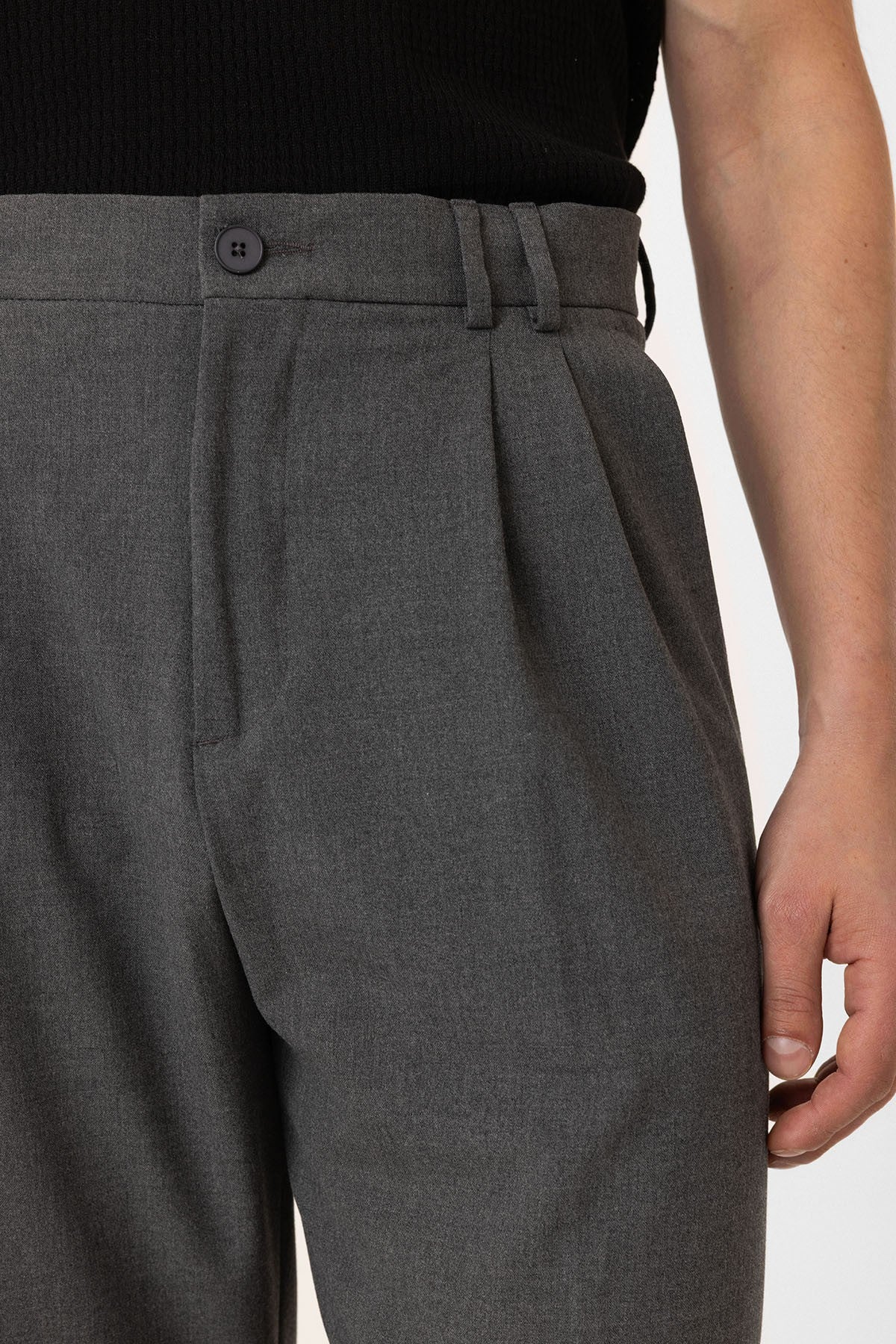 Antioch Siyah Çift Pileli Baggy Fit Erkek Pantolon