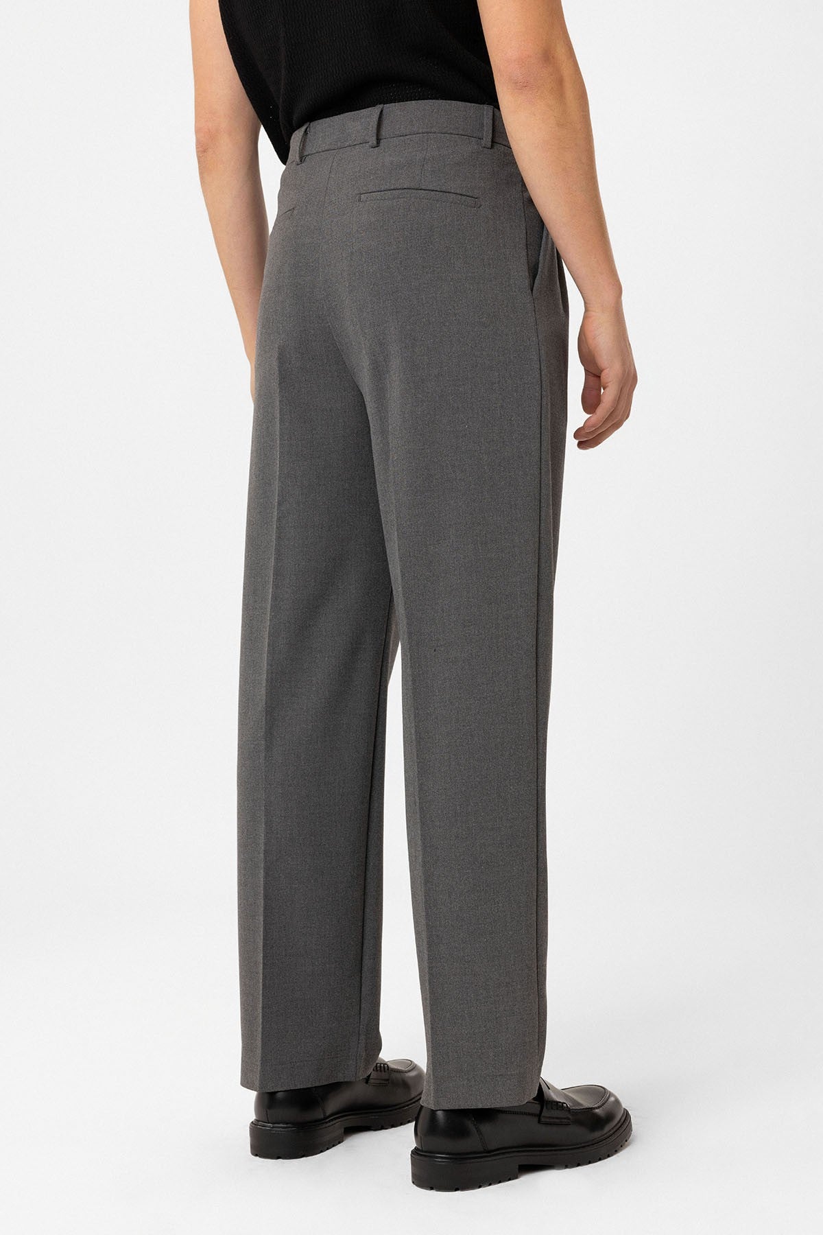 Antioch Siyah Çift Pileli Baggy Fit Erkek Pantolon