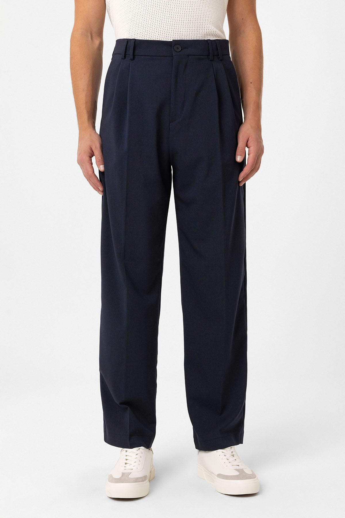 Antioch Siyah Çift Pileli Baggy Fit Erkek Pantolon