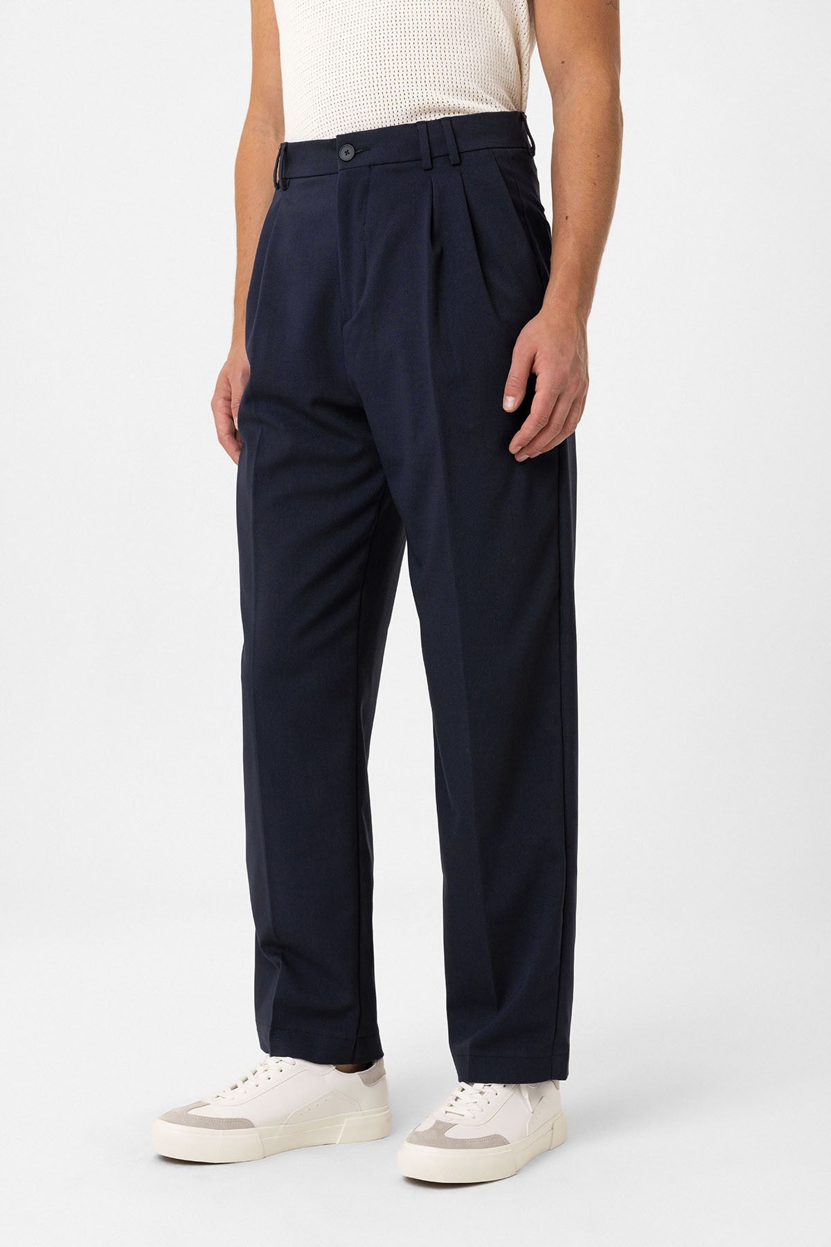 Antioch Siyah Çift Pileli Baggy Fit Erkek Pantolon