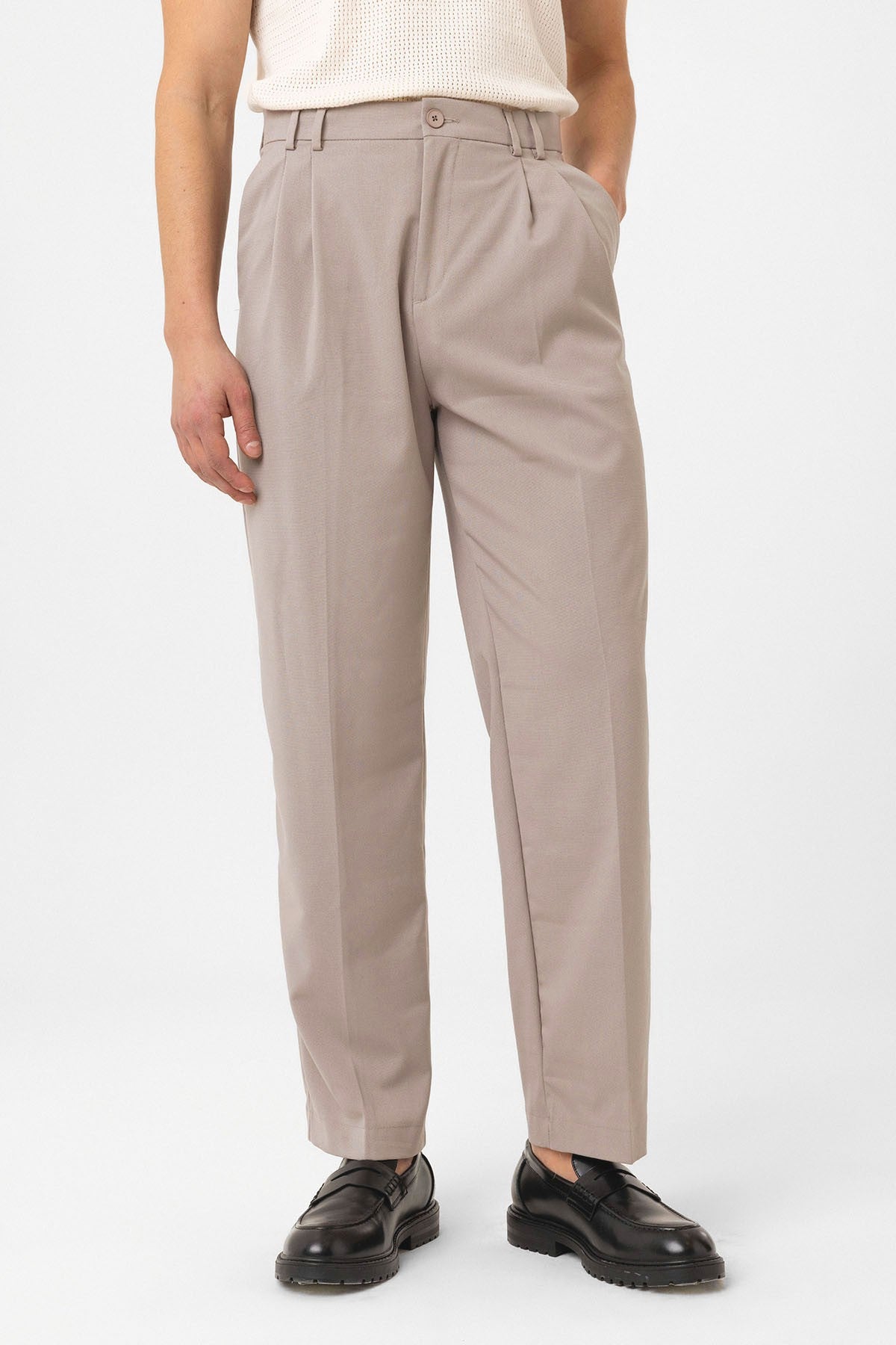 Antioch Siyah Çift Pileli Baggy Fit Erkek Pantolon