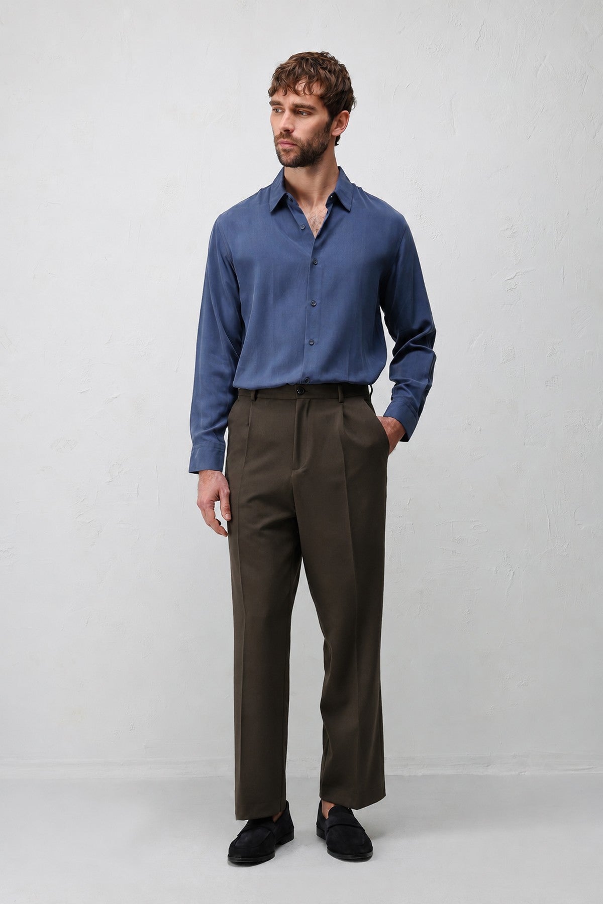 Antioch Siyah-1 Relax Fit Pilili Erkek Pantolon