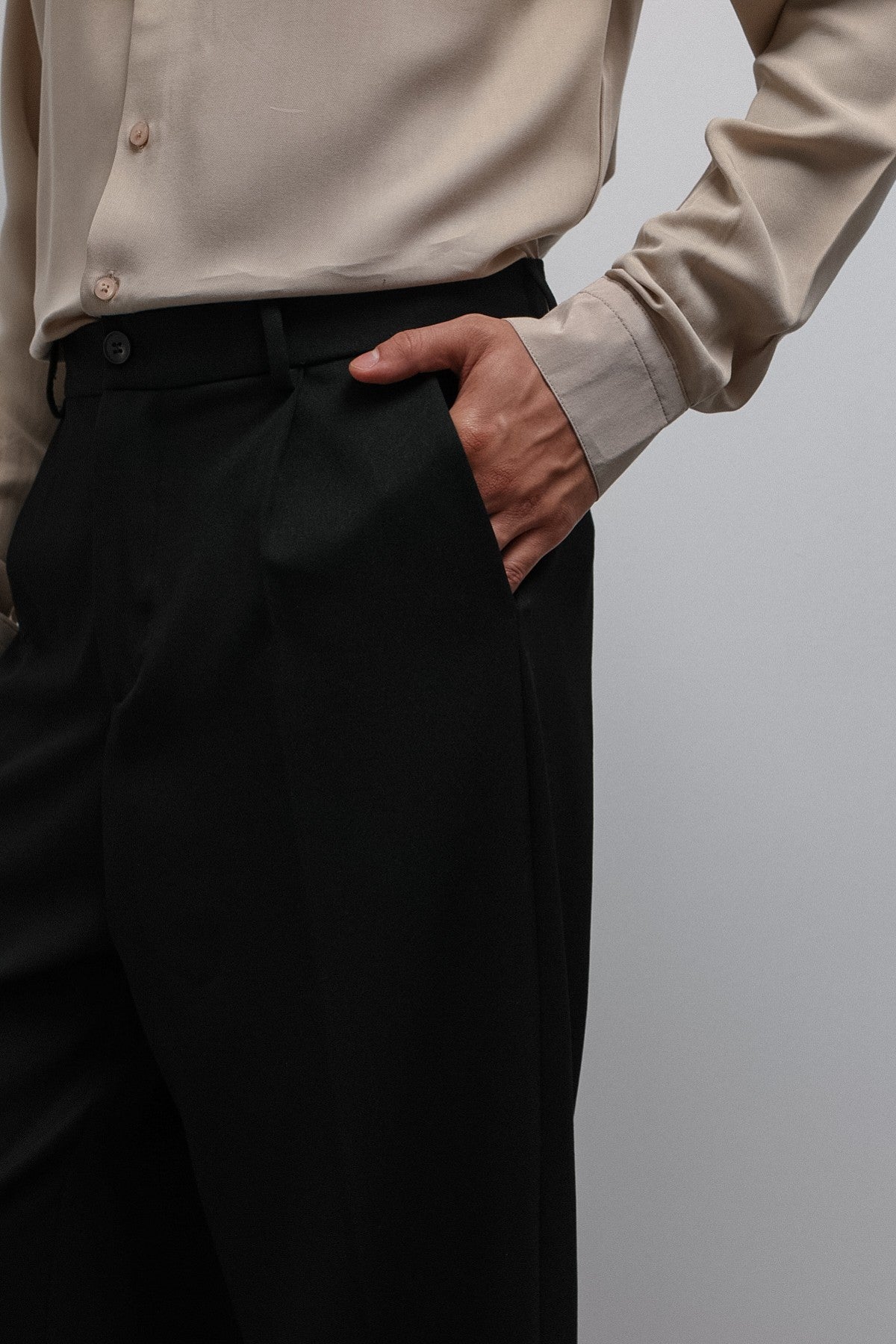 Antioch Siyah-1 Relax Fit Pilili Erkek Pantolon