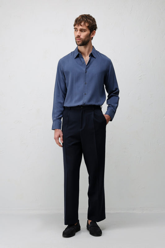 Antioch Siyah-1 Relax Fit Pilili Erkek Pantolon