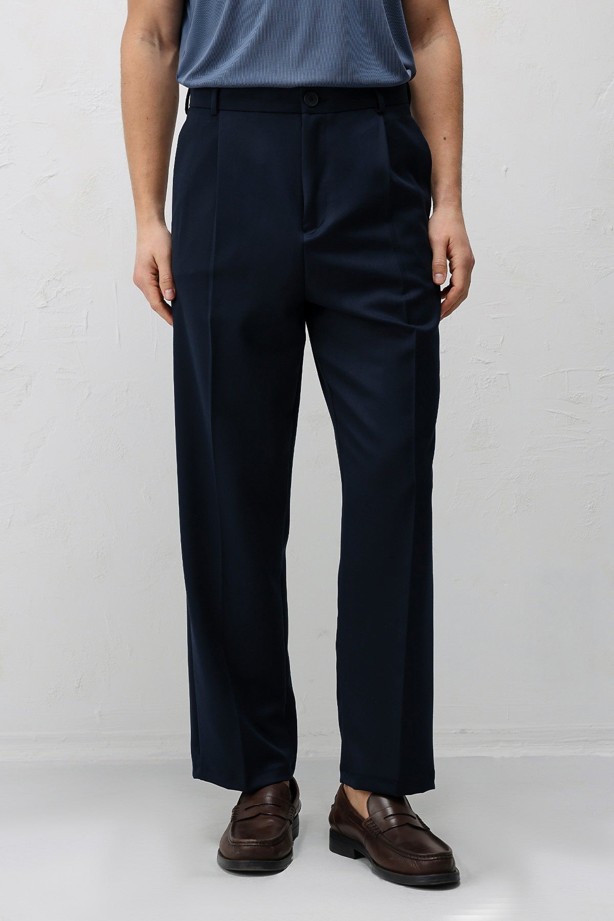 Antioch Siyah-1 Relax Fit Pilili Erkek Pantolon