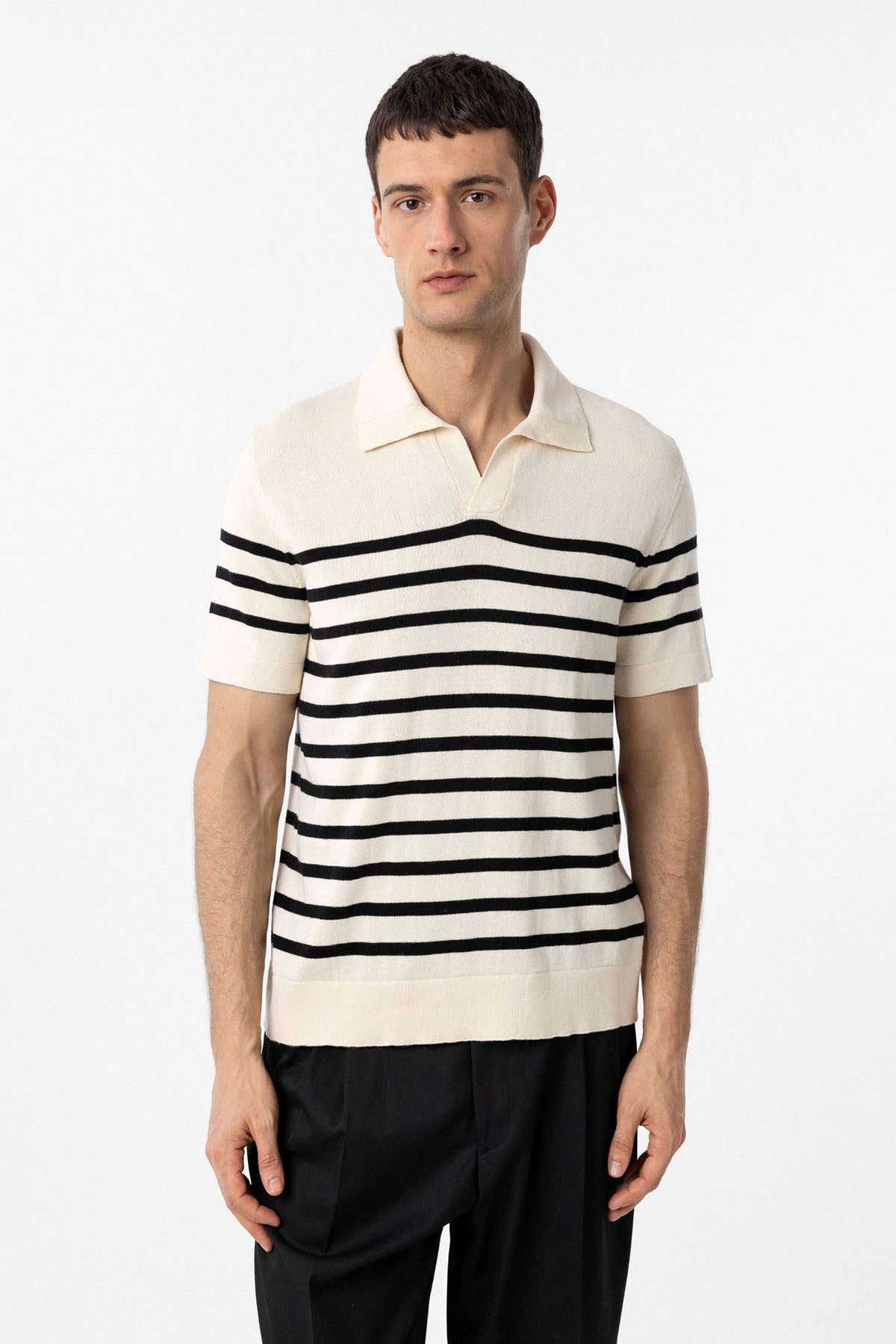 Antioch Polo Yaka Çizgili Erkek Triko T-Shirt
