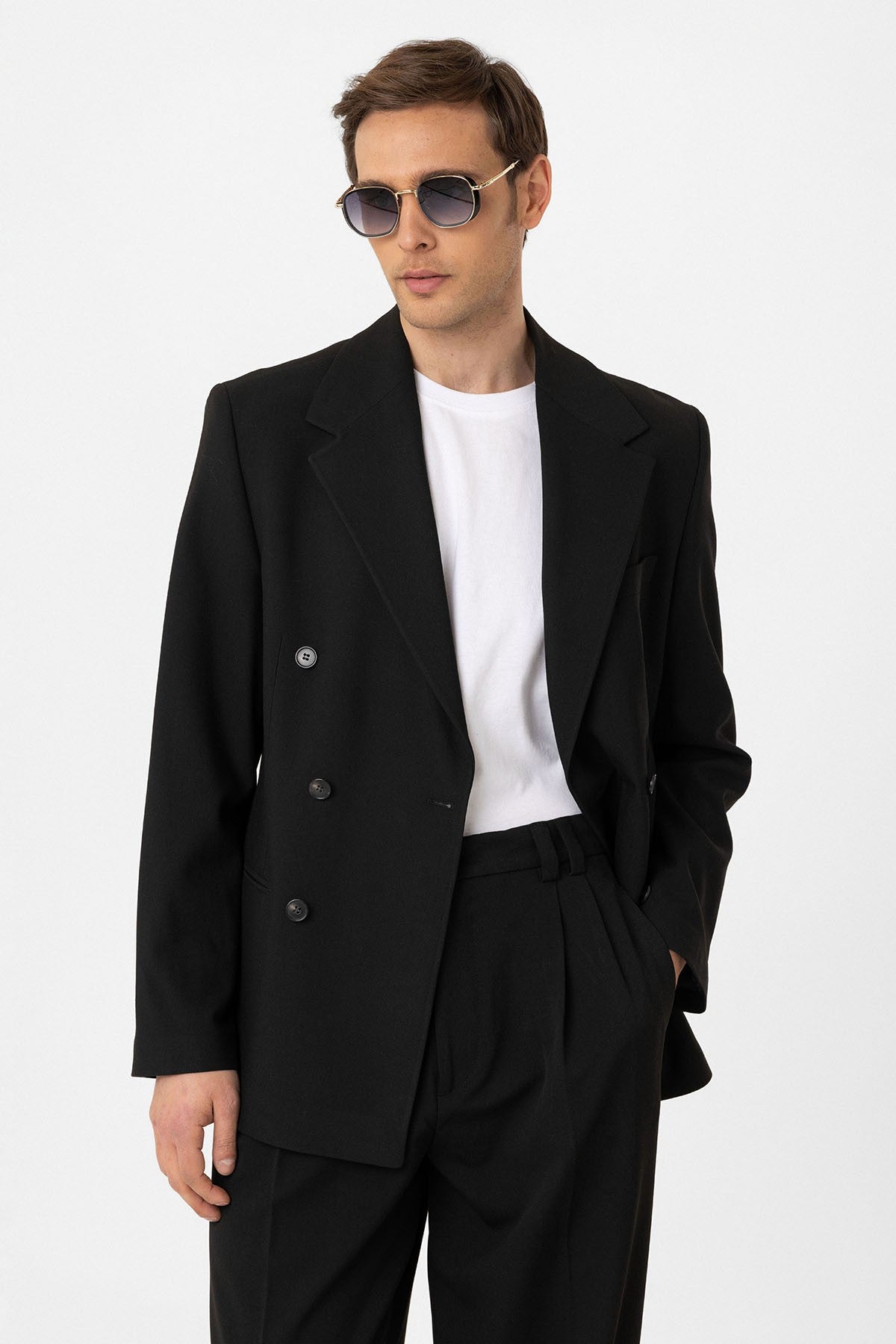 Antioch Relax Fit Kruvaze Erkek Blazer Ceket