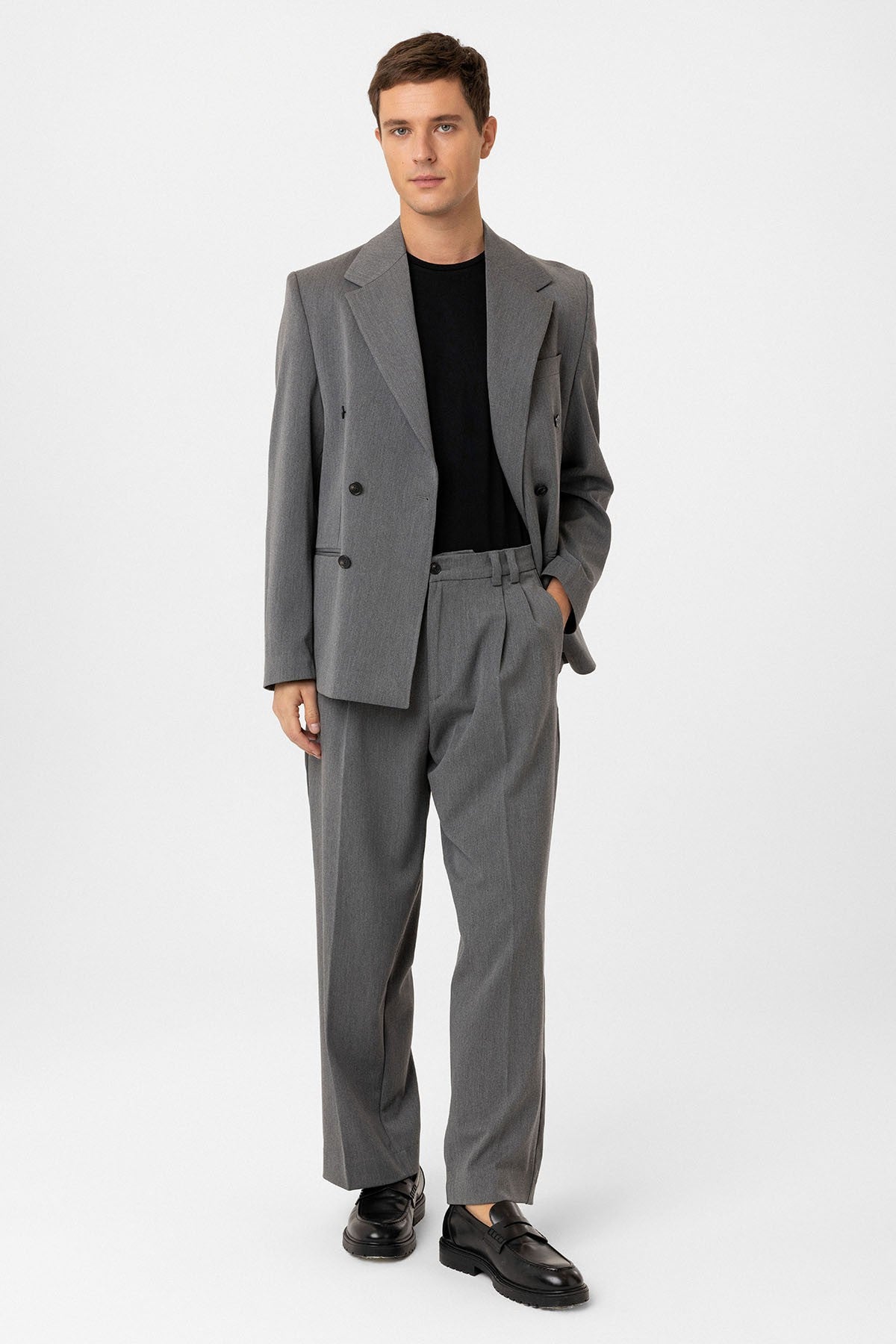 Antioch Relax Fit Kruvaze Erkek Blazer Ceket