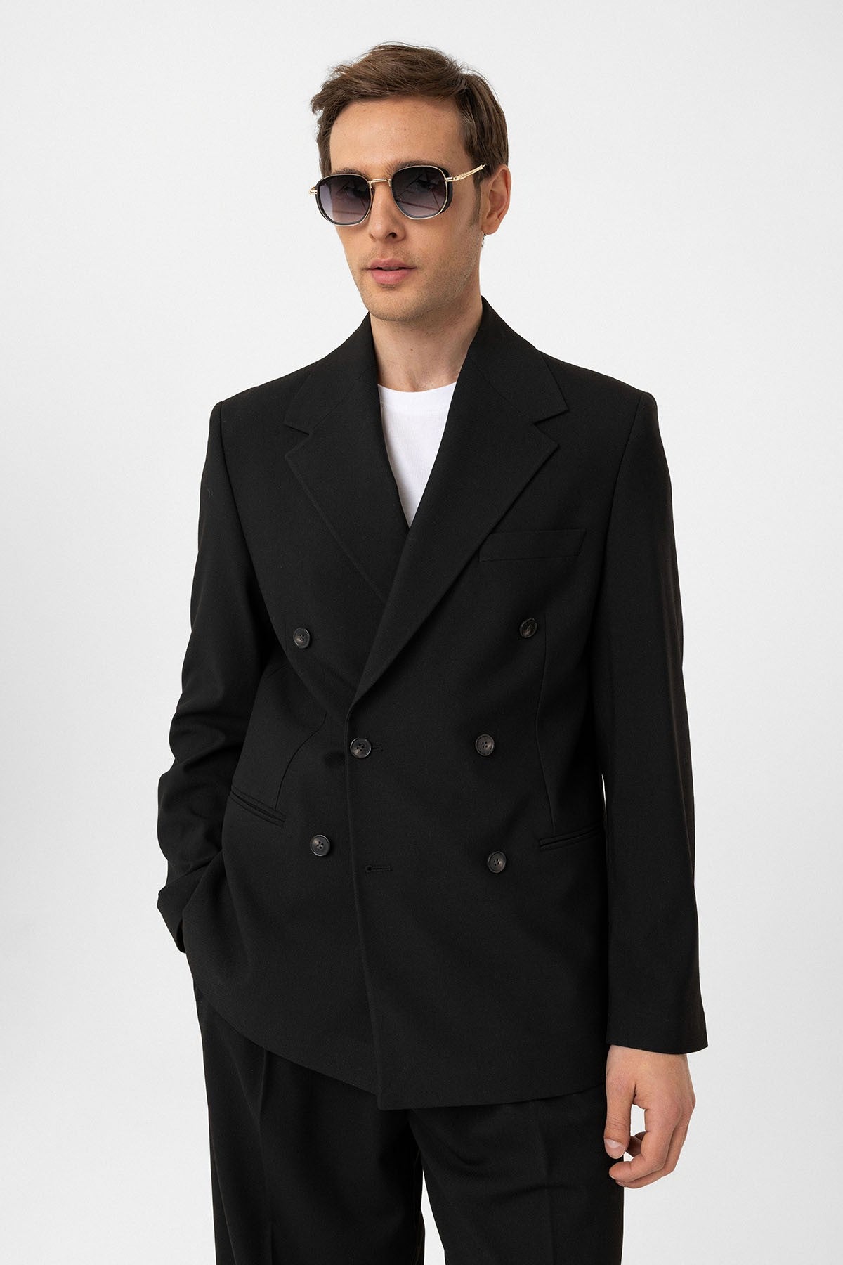 Antioch Relax Fit Kruvaze Erkek Blazer Ceket