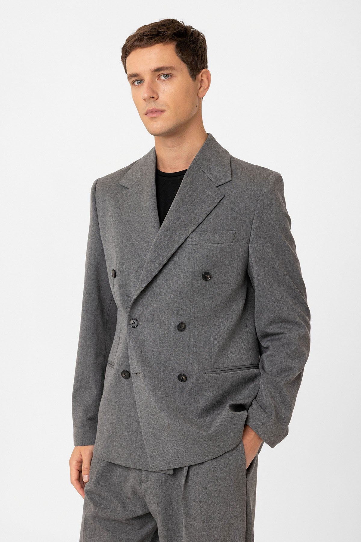 Antioch Relax Fit Kruvaze Erkek Blazer Ceket