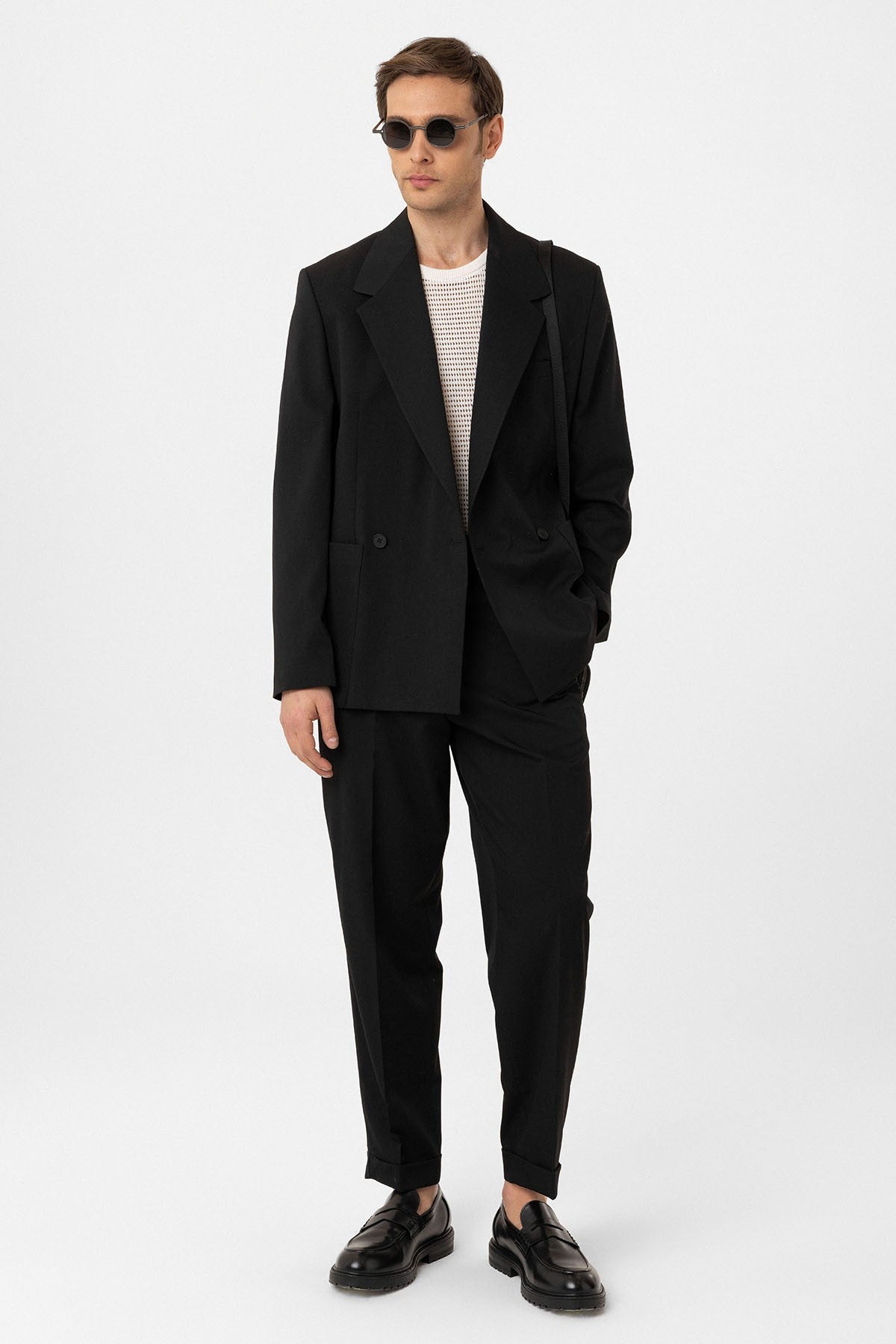 Antioch Relax Fit Kruvaze Kapama Erkek Teknik Blazer Ceket
